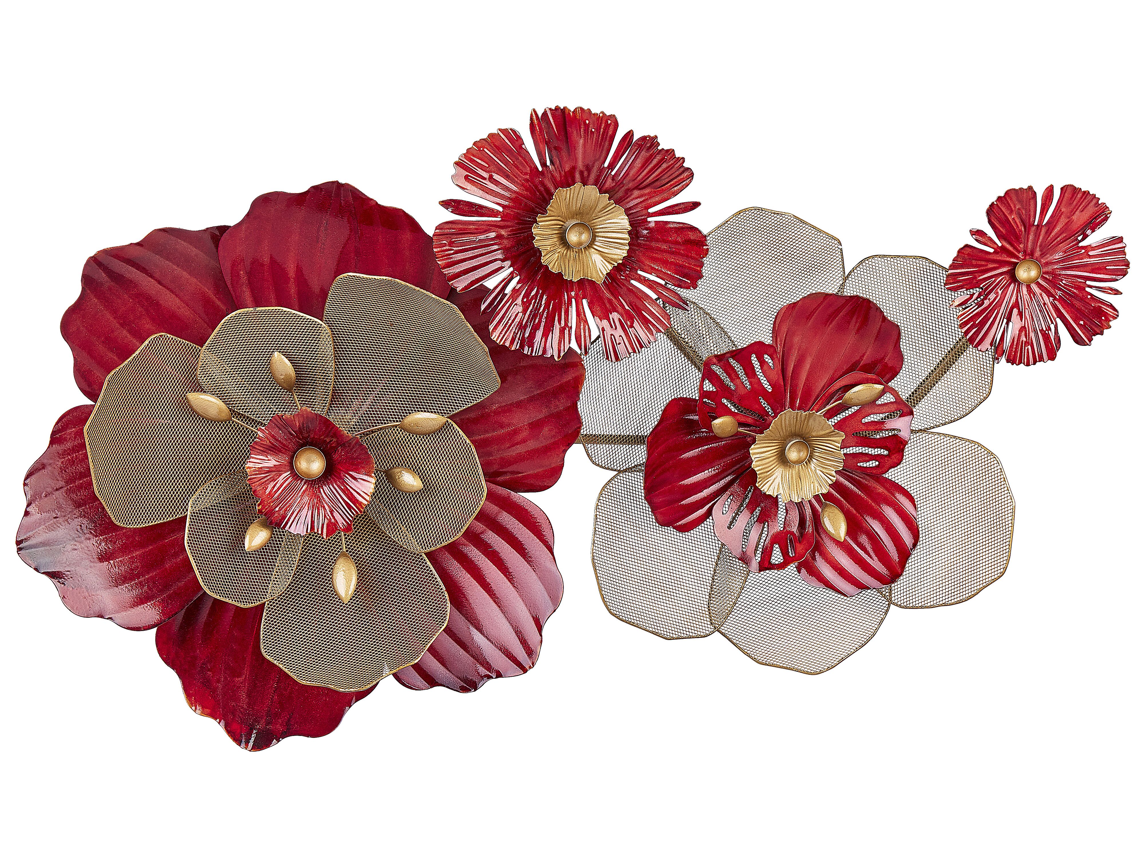 Wall Decor Flower SCANDIUM Metal 45 cm Red