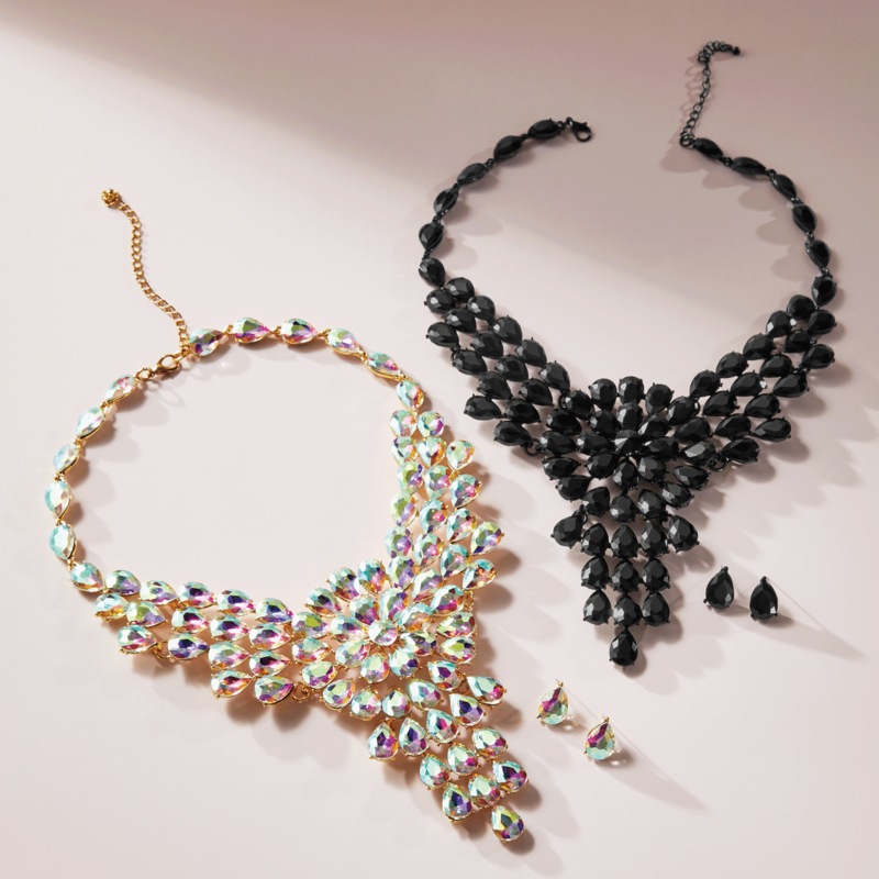 Crystal Pear-Cluster Necklace & Earring Set - MIDNIGHT VELVET CATALOG