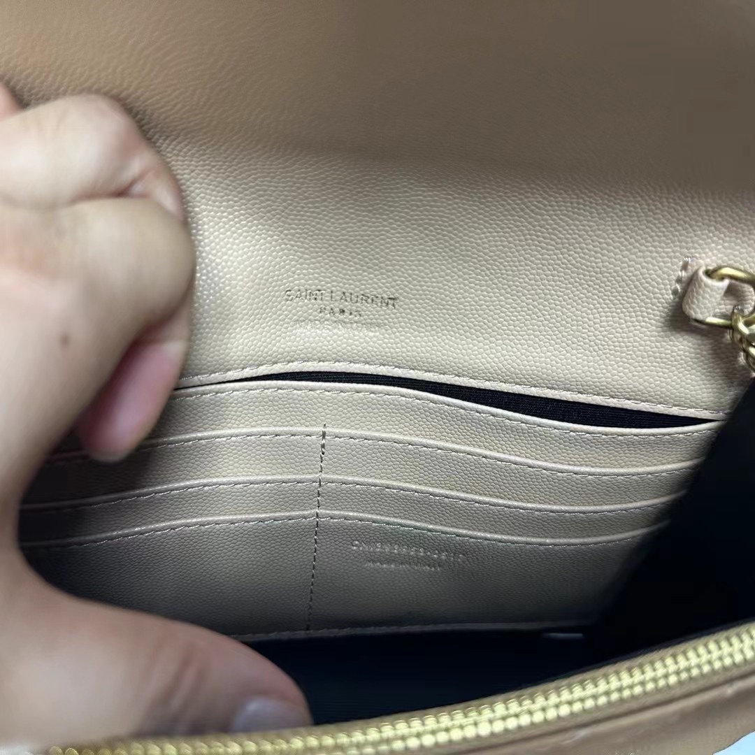 YSL Chain Shoulder Bag- Beige Leather & Gold Hardware1:1High-quality replica