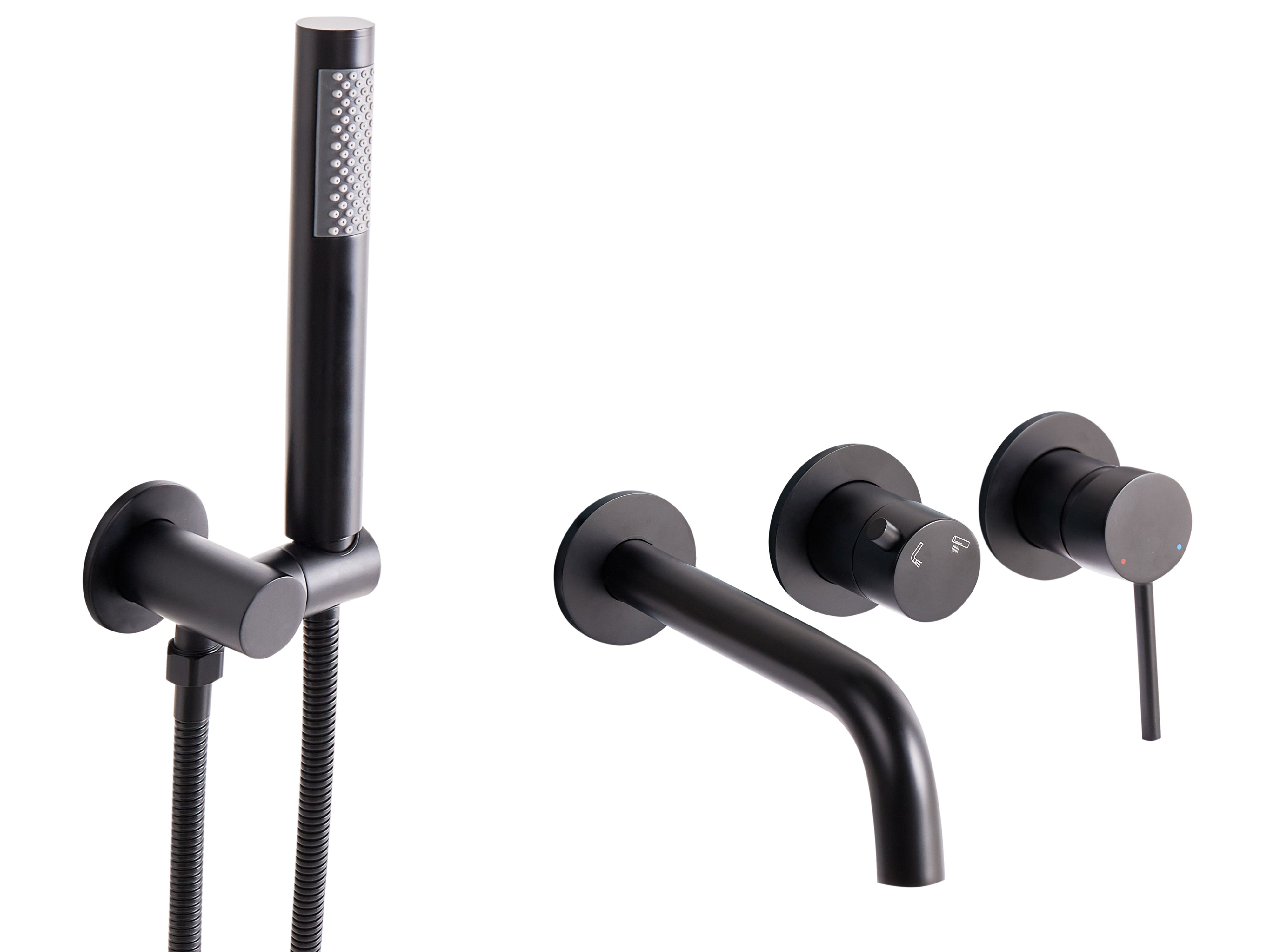 Wall Mounted Bath Shower Mixer Tap JAVIRA Black
