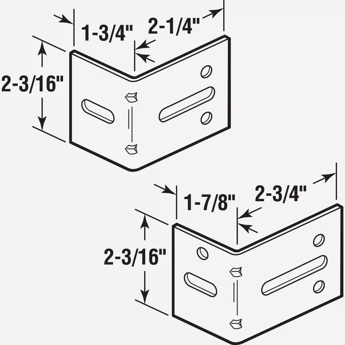 Prime-Line 2-1/4 In. & 2-3/4 In. Steel Track Brackets (2-Count)