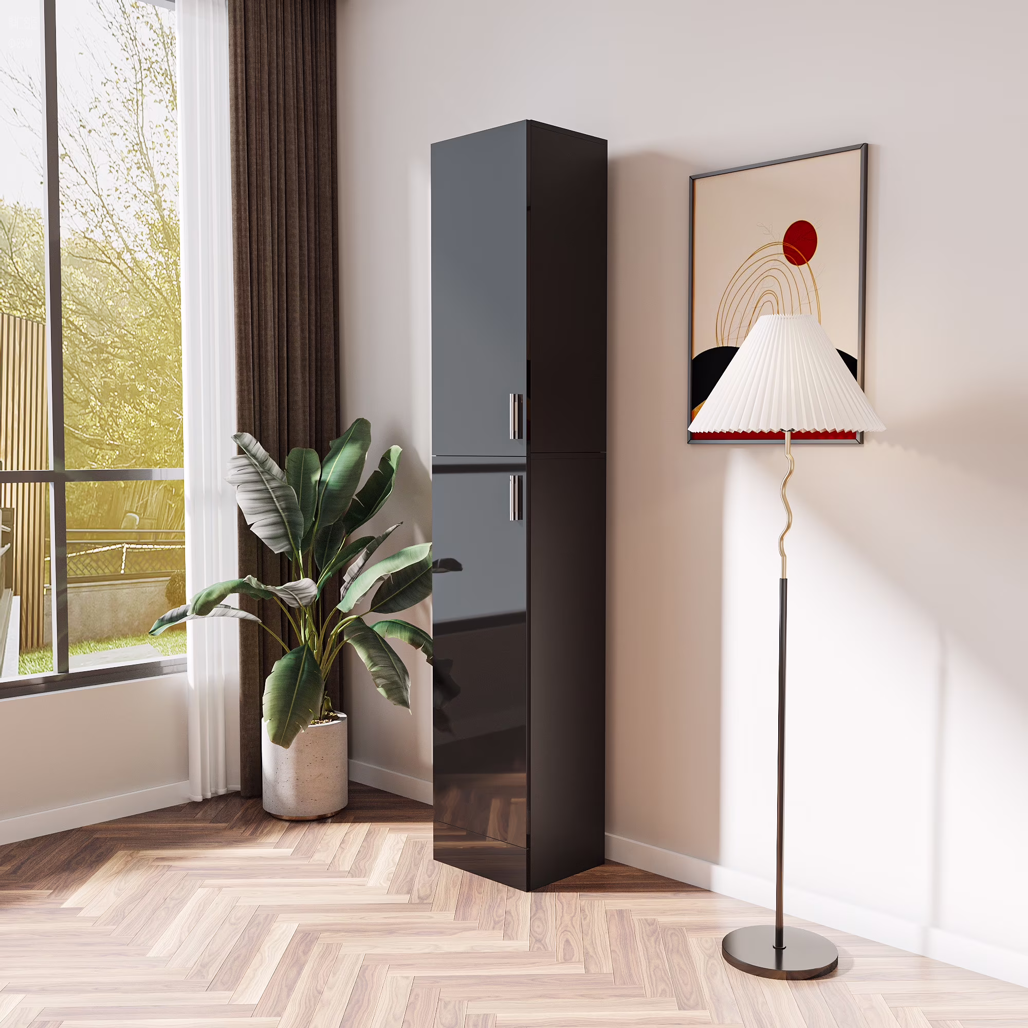 Slim Tall Storage Cabinet,Pantry Cabinet with Doors Shelves Small Space for Kitchen Living Room Bathroom - Image 3