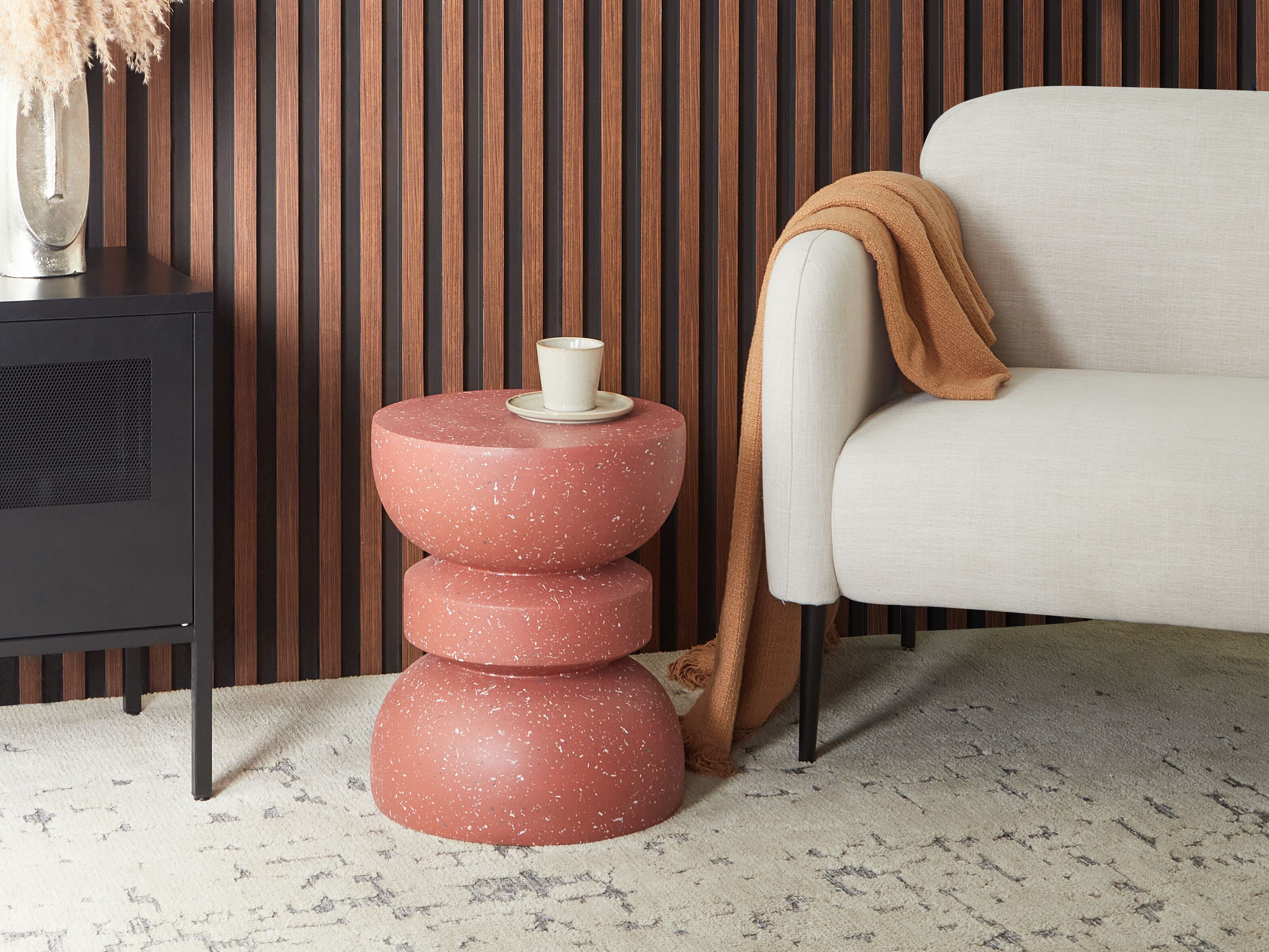 Side Table FALIRO 37 cm 37 cm Red Terrazzo
