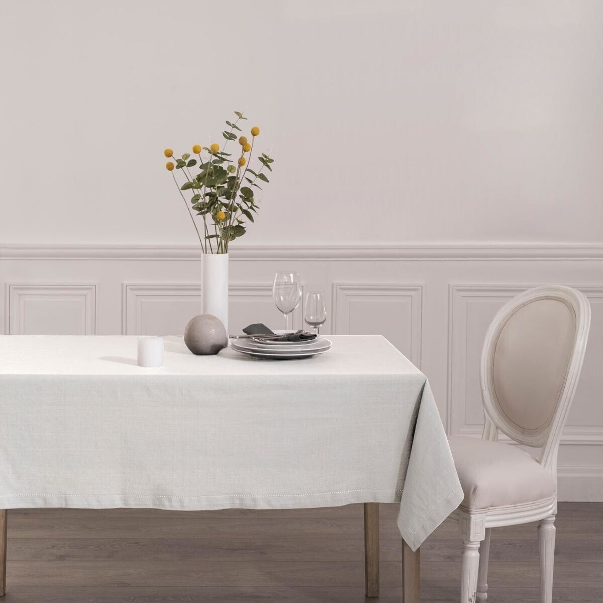 Tablecloth "Jane", cotton chambray White, 140x240 cm