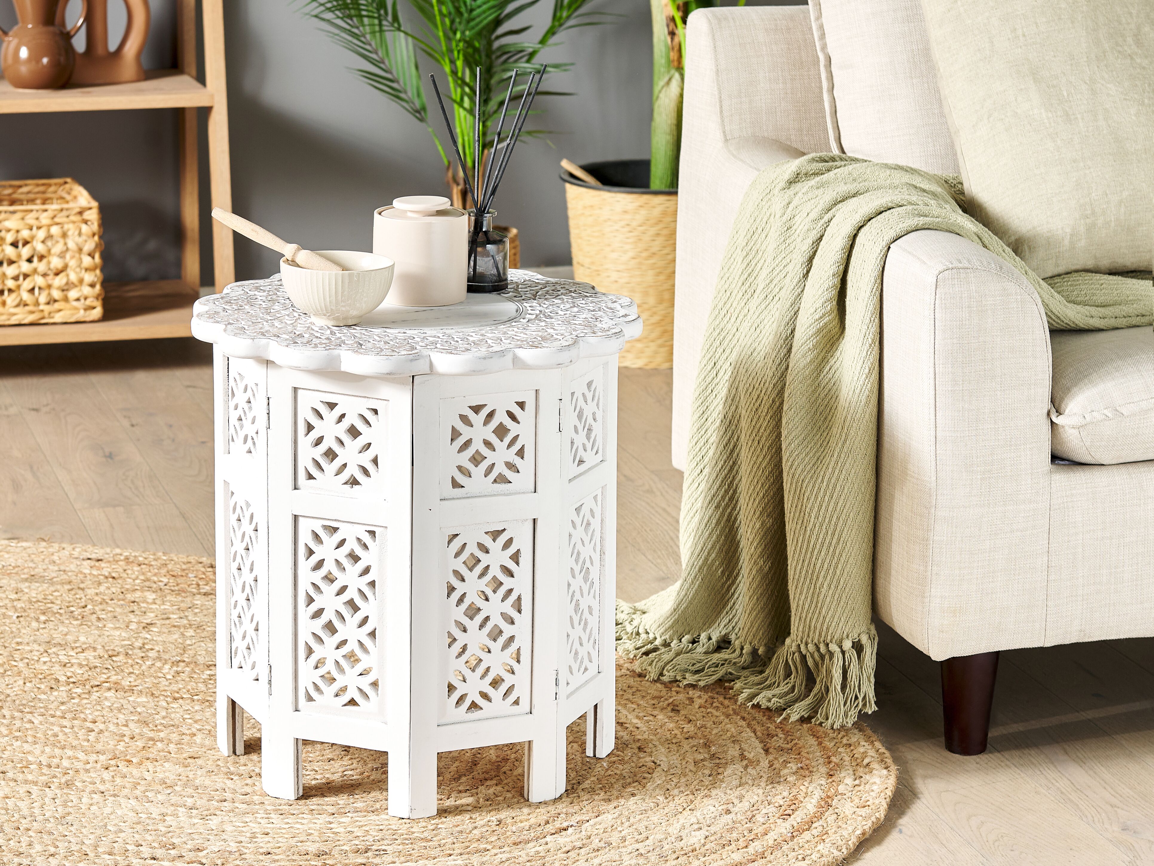 Side Table BADHI Mango Wood White