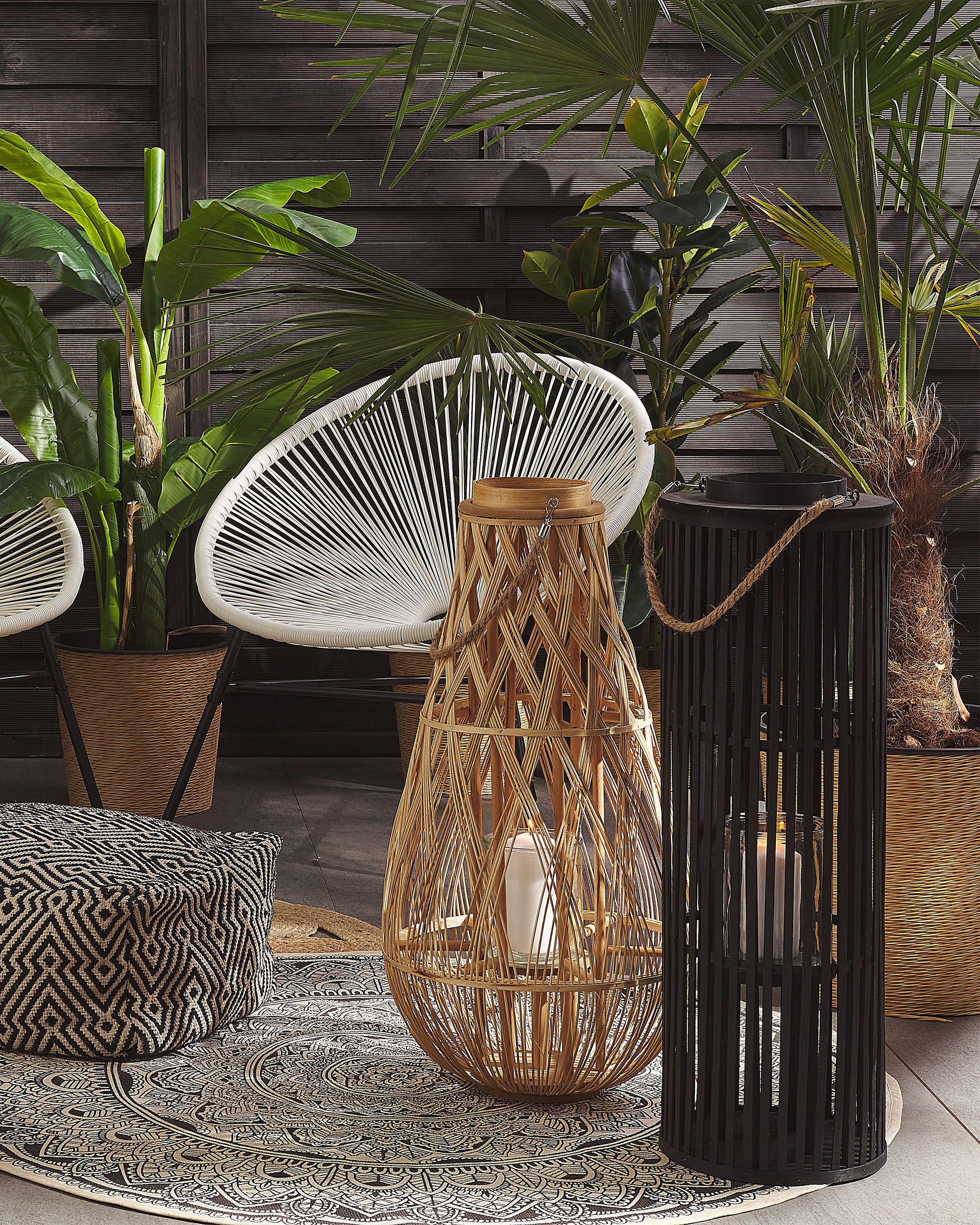 Lantern LUZON Willow Wood 80 cm Black
