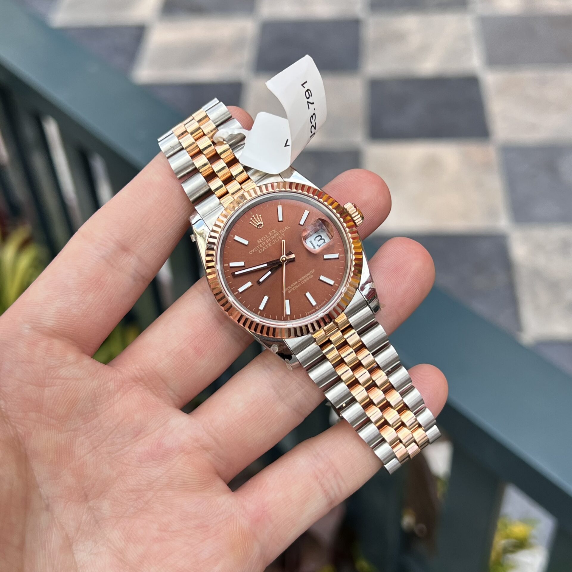 Rolex DateJust Gold Wrapped Chocolate Dial Replica Watch Luminous Markers GMF 36mm - Elite Watch Atelier