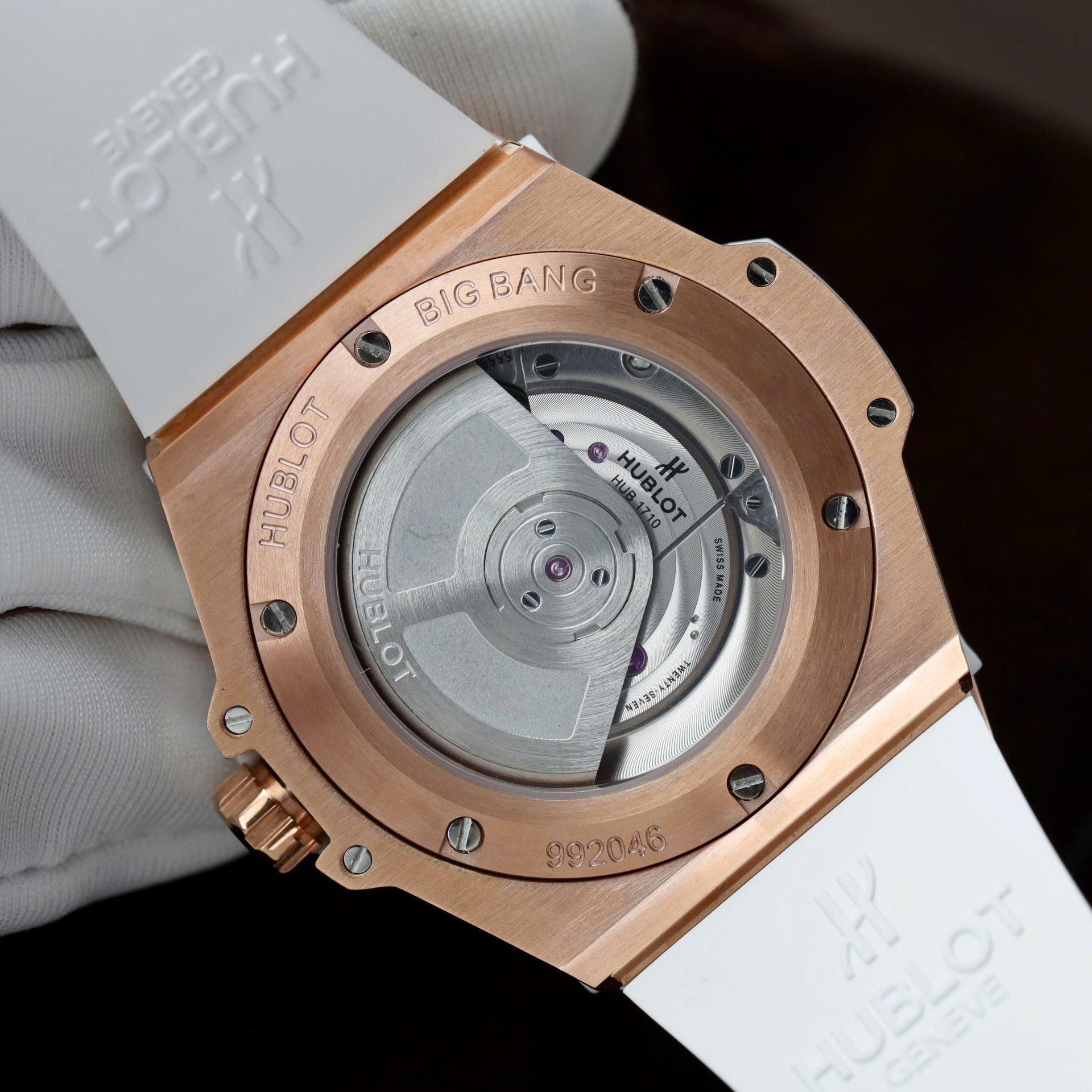 Hublot Big Bang One Click King Gold Replica Watches White Rubber Strap 39mm - Top club