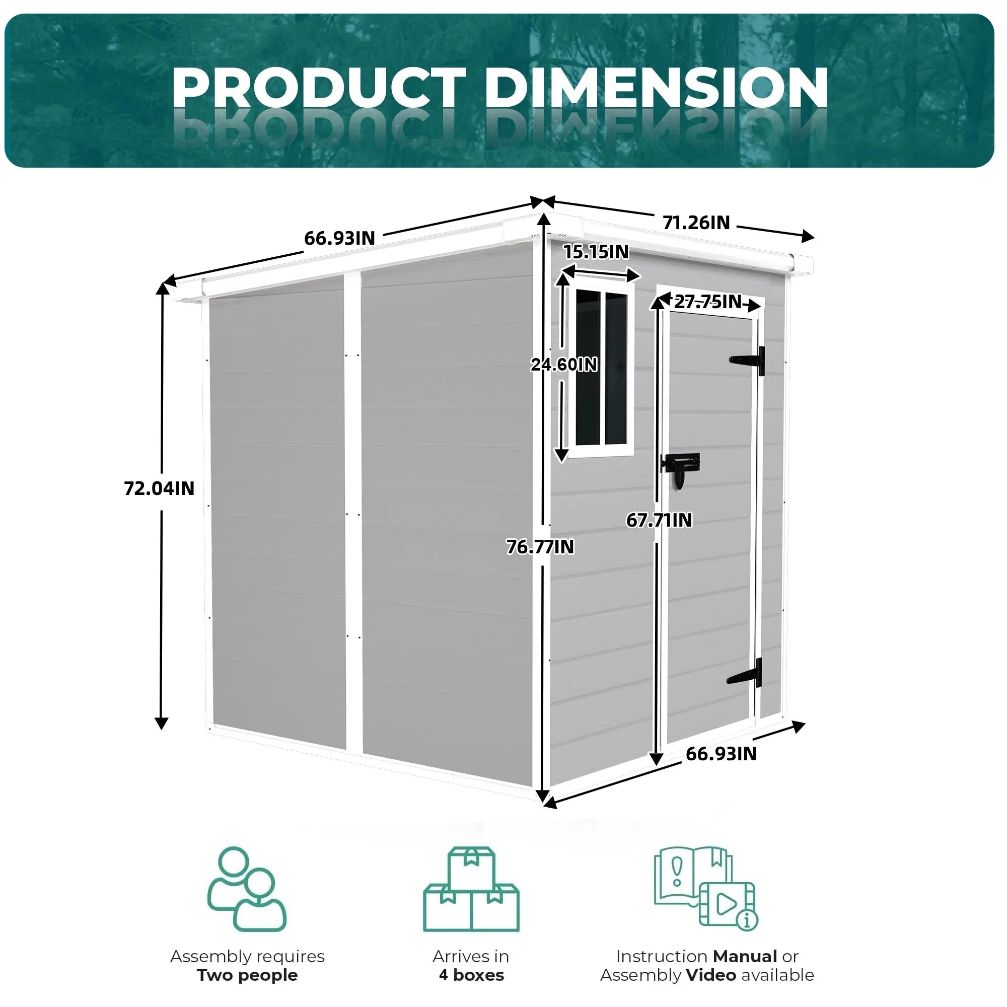 Seizeen Resin Outdoor Storage Shed With Floor, Light Gray, 82 in H - Image 37 Seizeen Resin Outdoor Storage Shed With Floor, Light Gray, 82 in H - Image 37