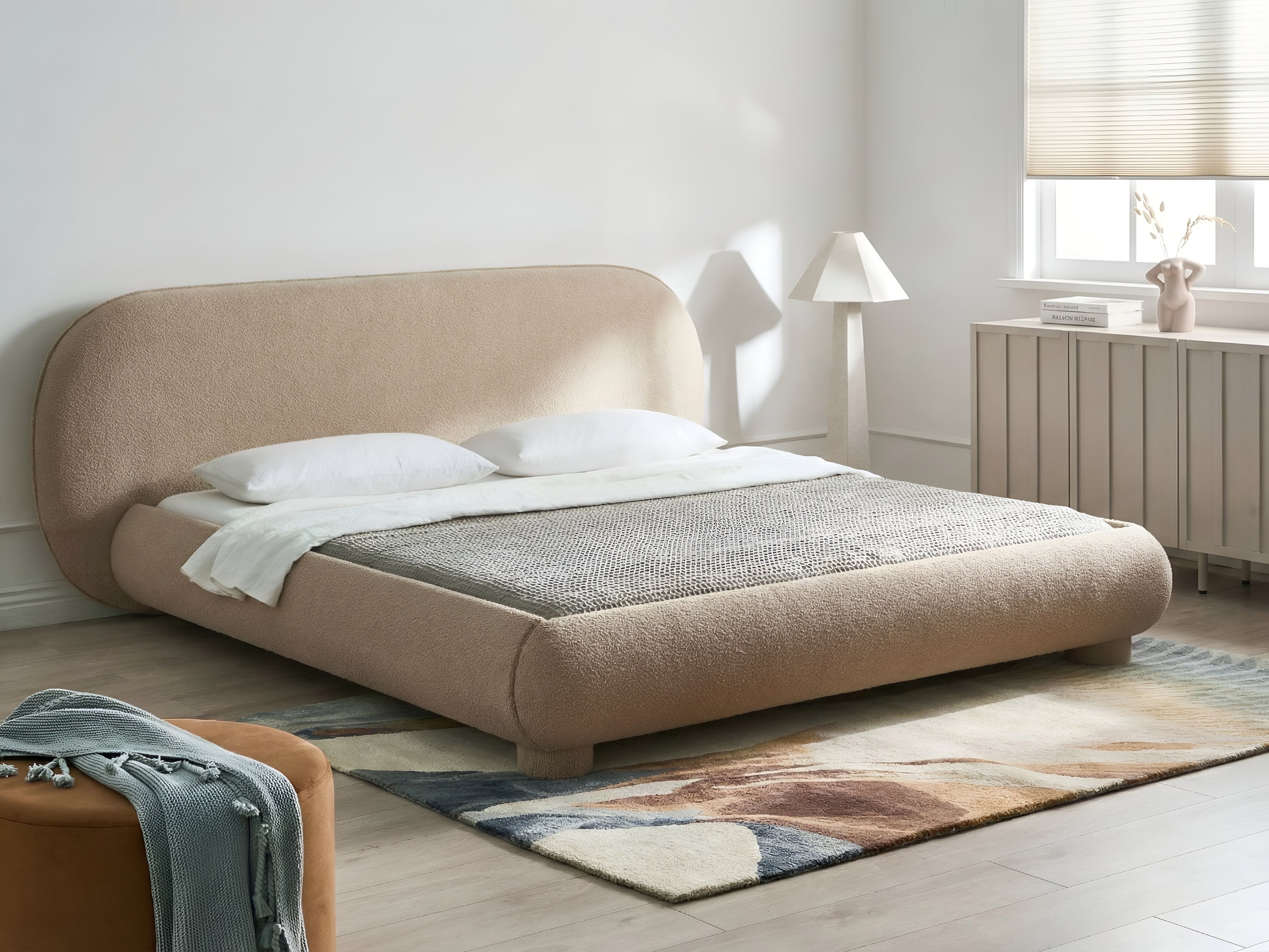 Bed Boucle BAYEL 180 x 200 cm (EU Super King) Taupe