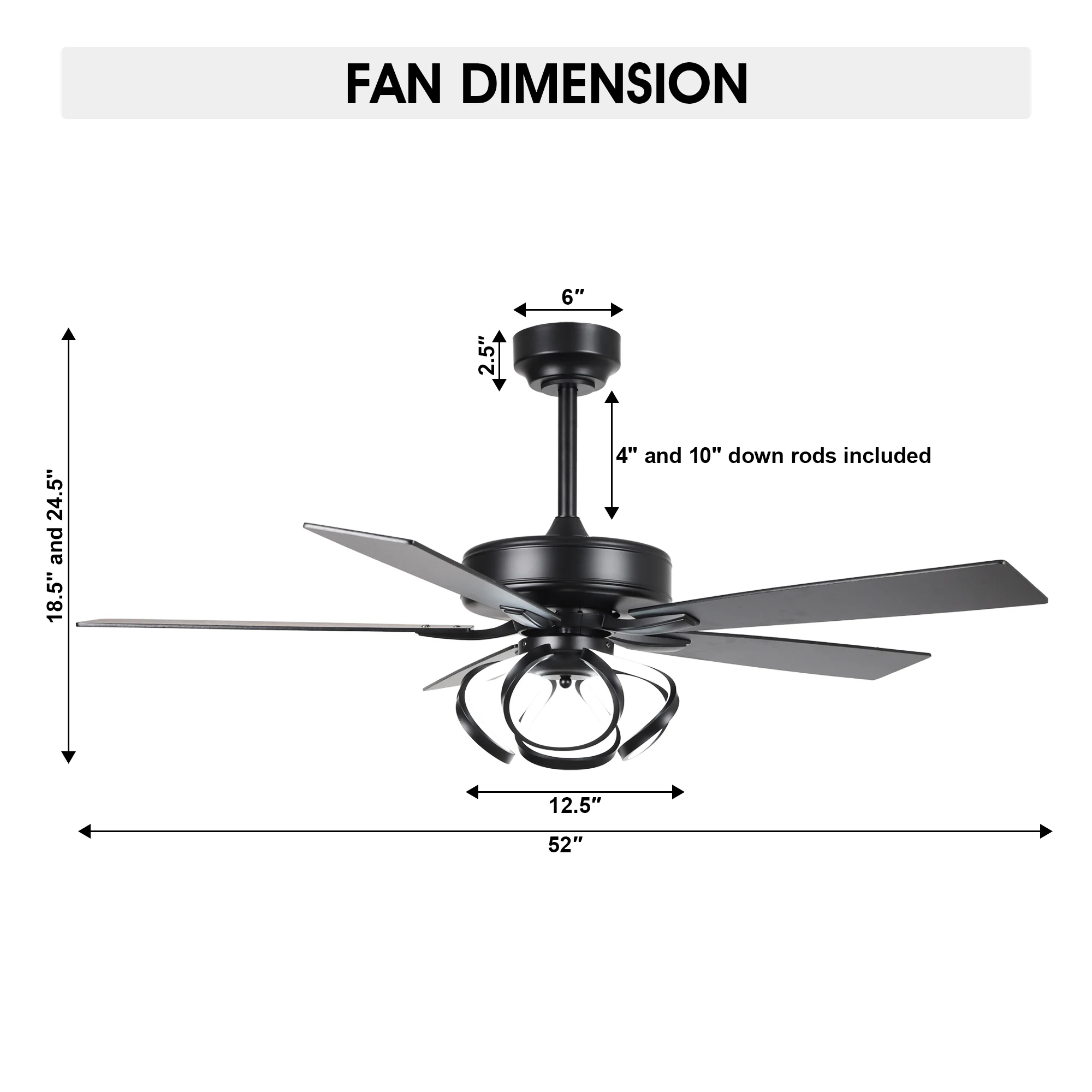 Parrot Uncle 52-Inch Contemporary Chrome Ceiling Fan with Integrated LED Lights and Remote Control - Image 21