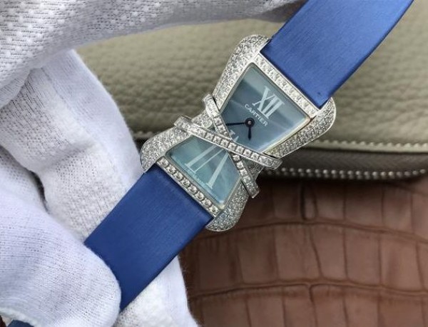 Replica Cartier High Jewelry Watches WJ306014 Blue Dial Blue Fabric Strap - Elite Watch Atelier