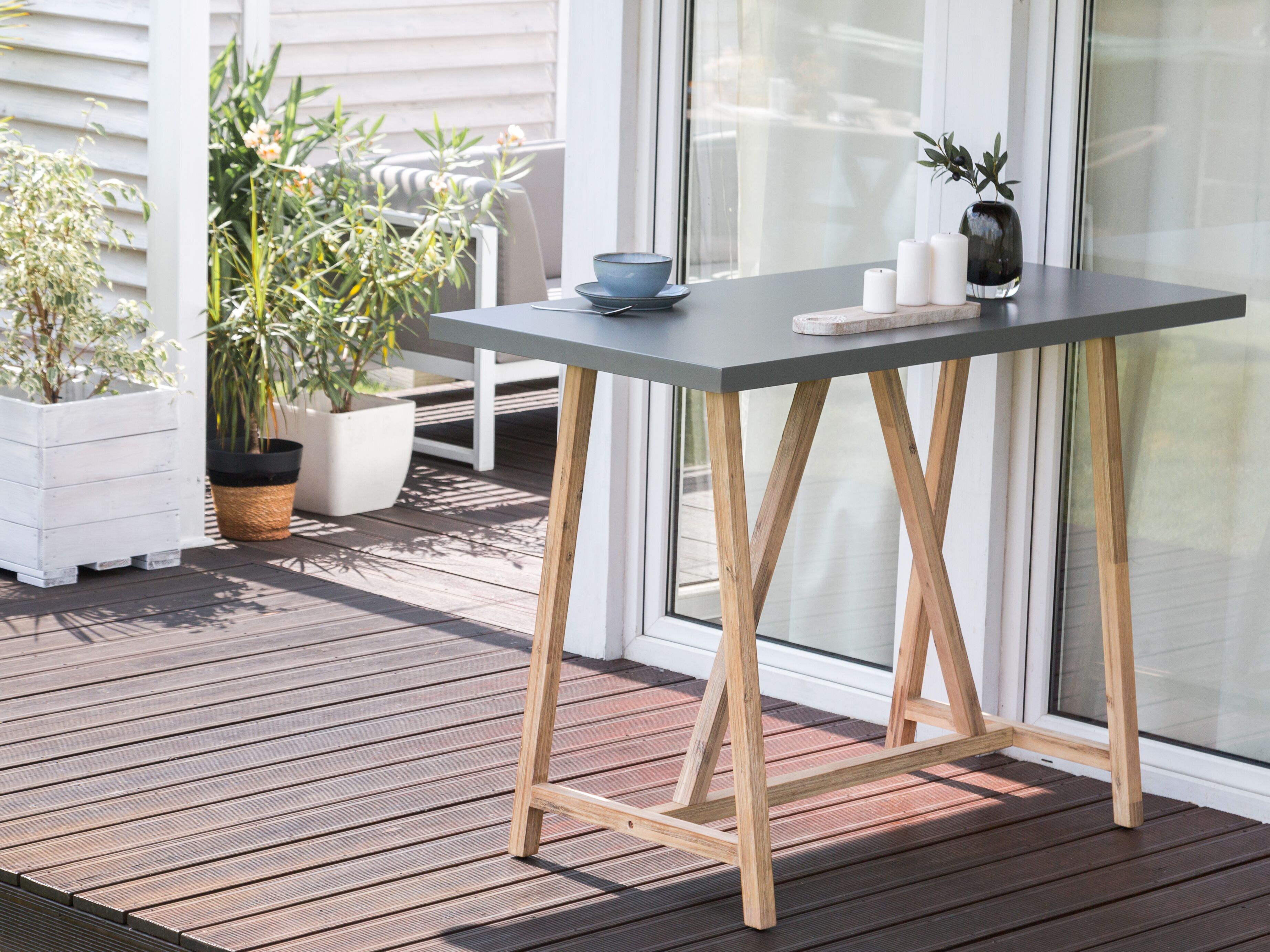 Garden Bar Table TALAMONE 140 cm 70 cm Grey