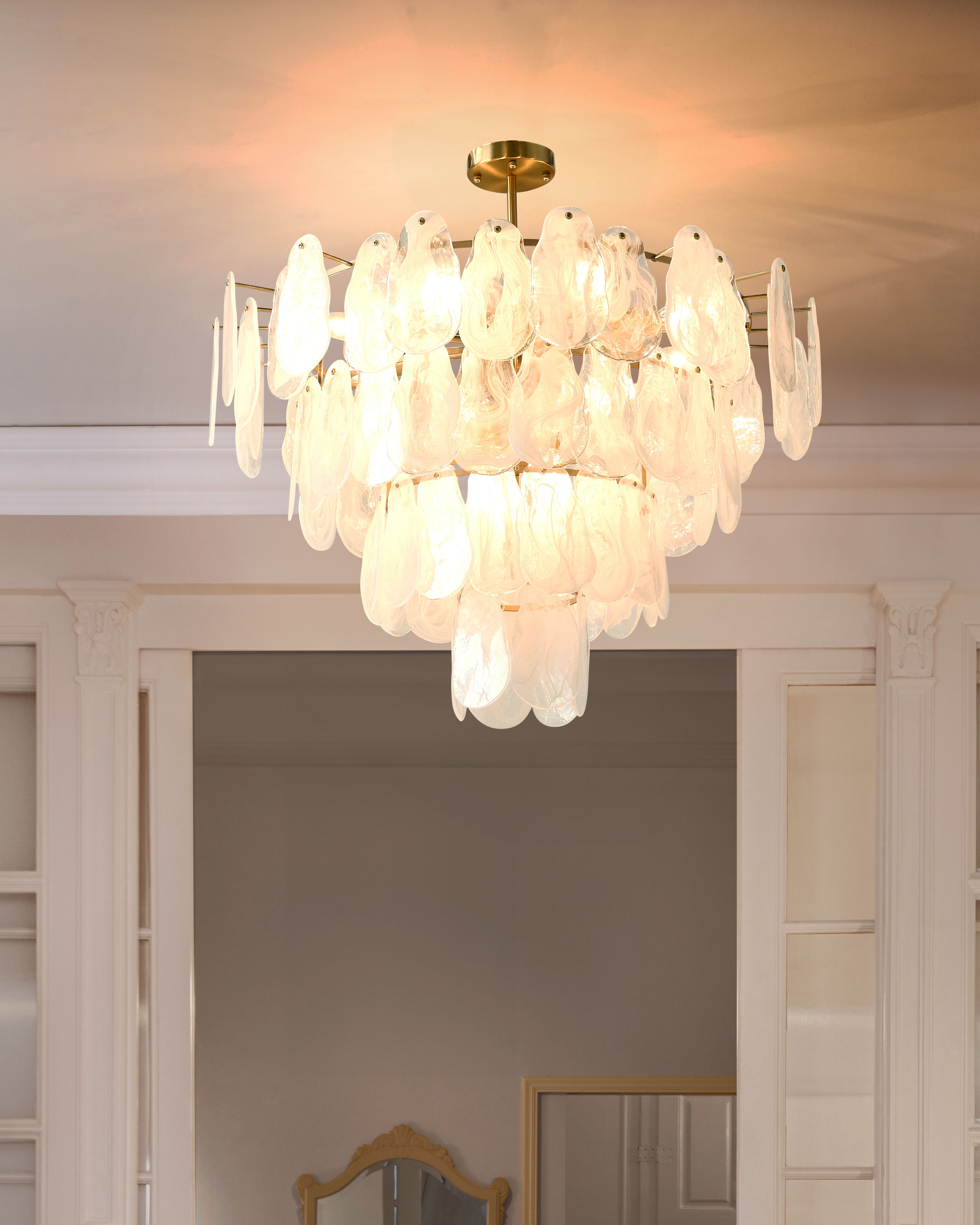 Chandelier OSMORE Glass Brass