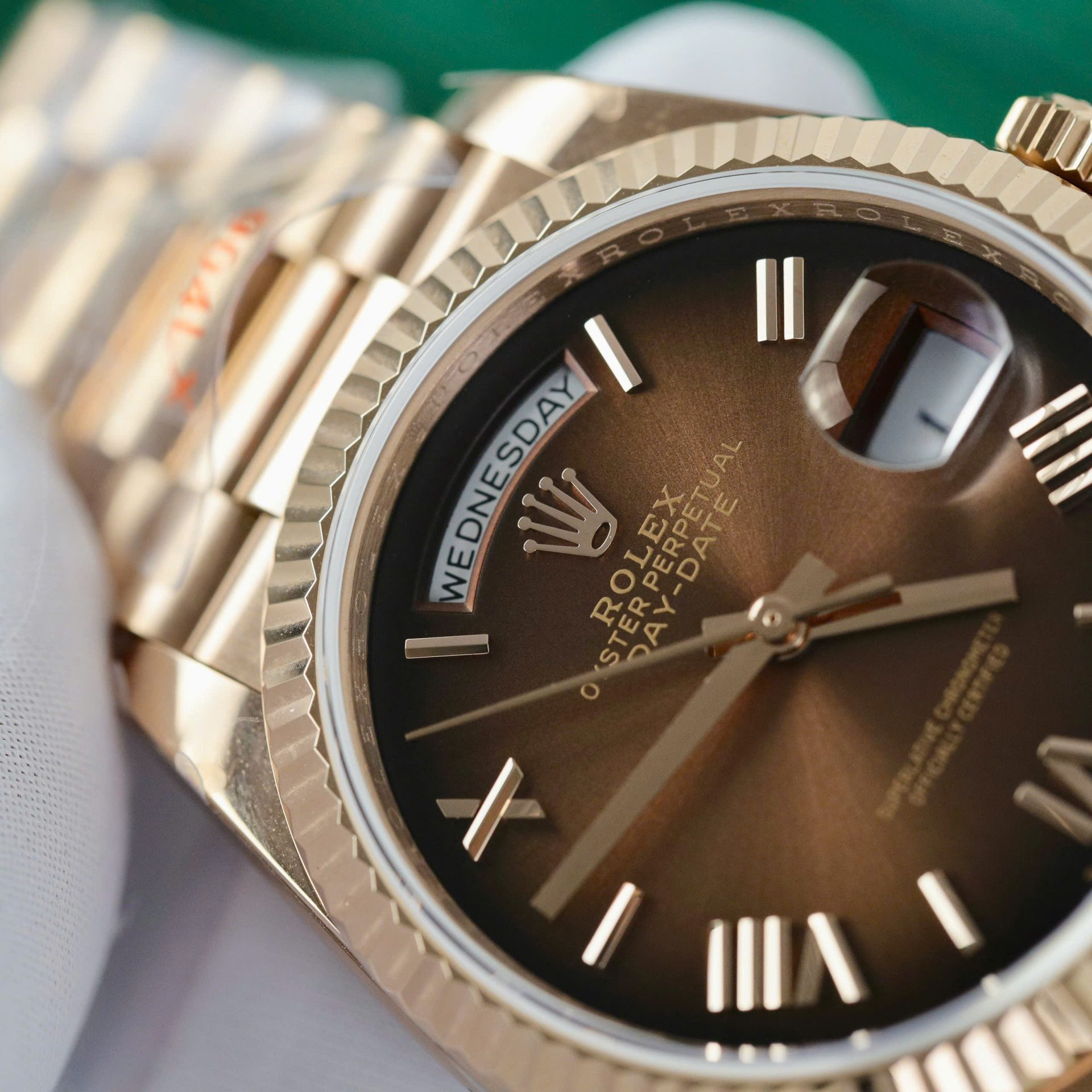 Rolex Day-Date 128235 Replica Watch Dial Chocolate Weight 158gram QF Factory 36mm - Elite Watch Atelier