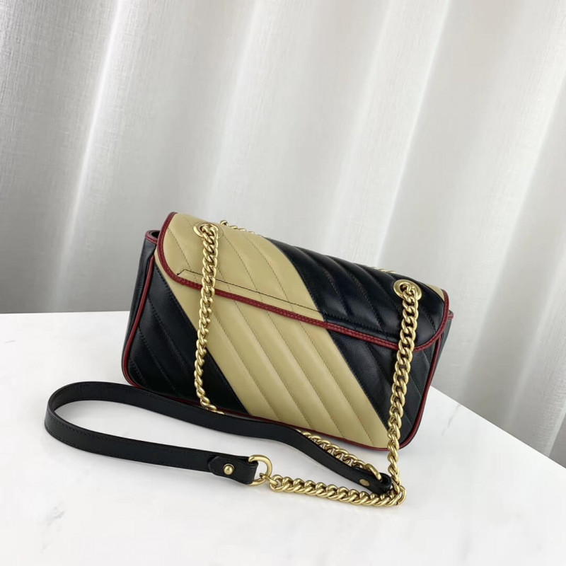Replica Gucci Gg Marmont Small Shoulder Bag 443497 Beige/Black1:1High-quality replica