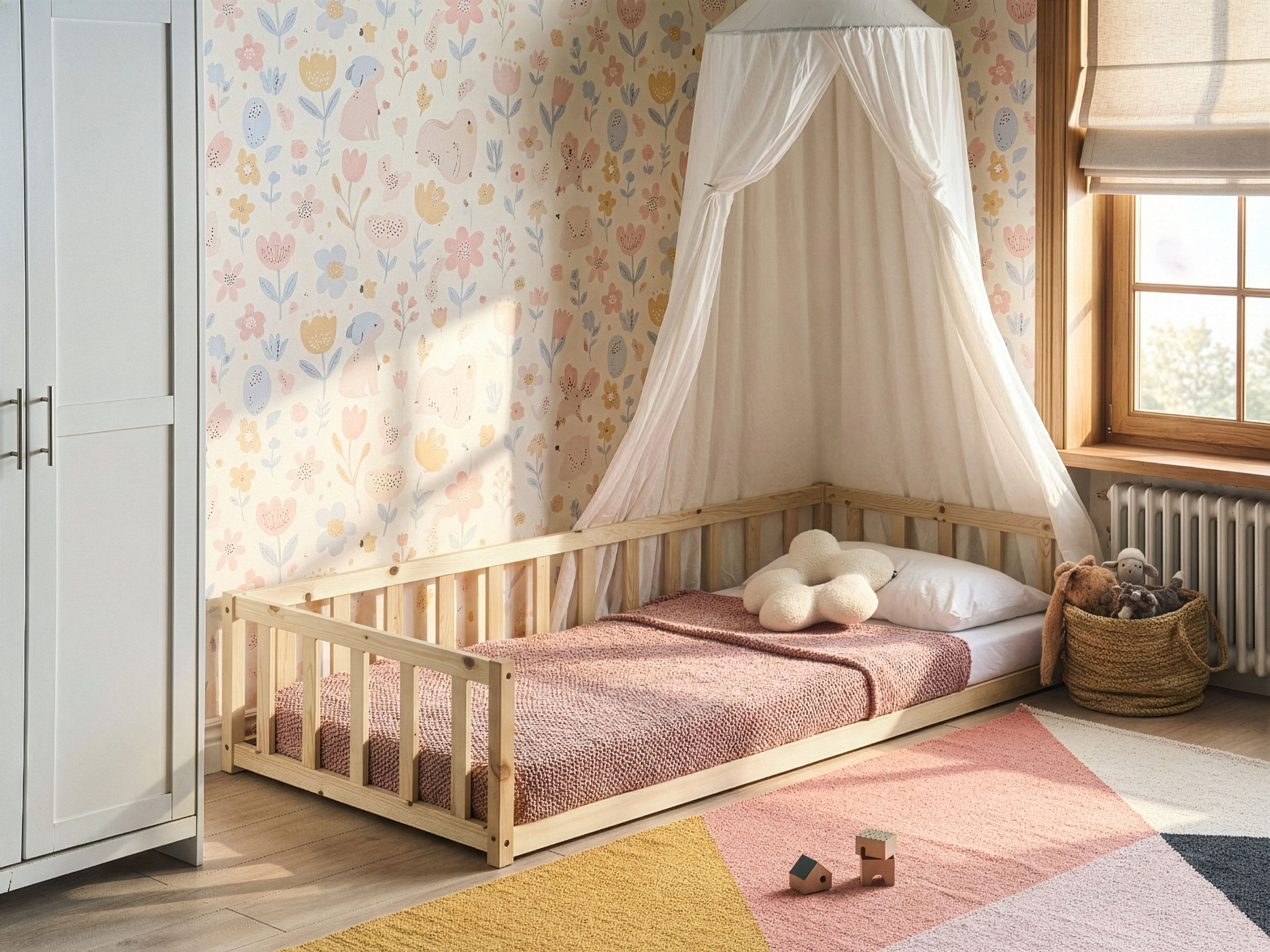 Kids Bed Pine Wood AURIBEAU 90 x 200 cm (EU Single) Light Brown