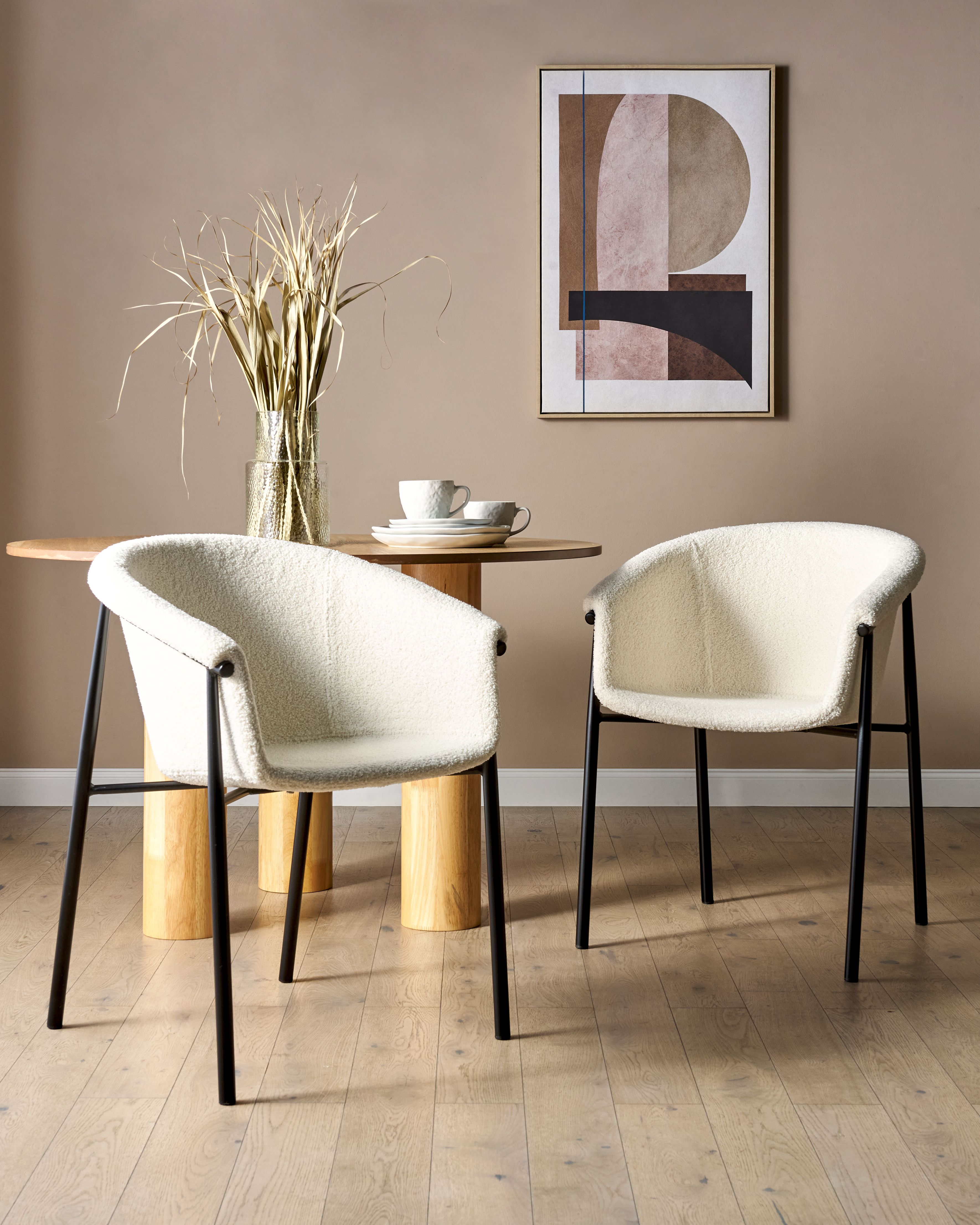 Set of 2 Dining Chairs AMES Boucle Off-White