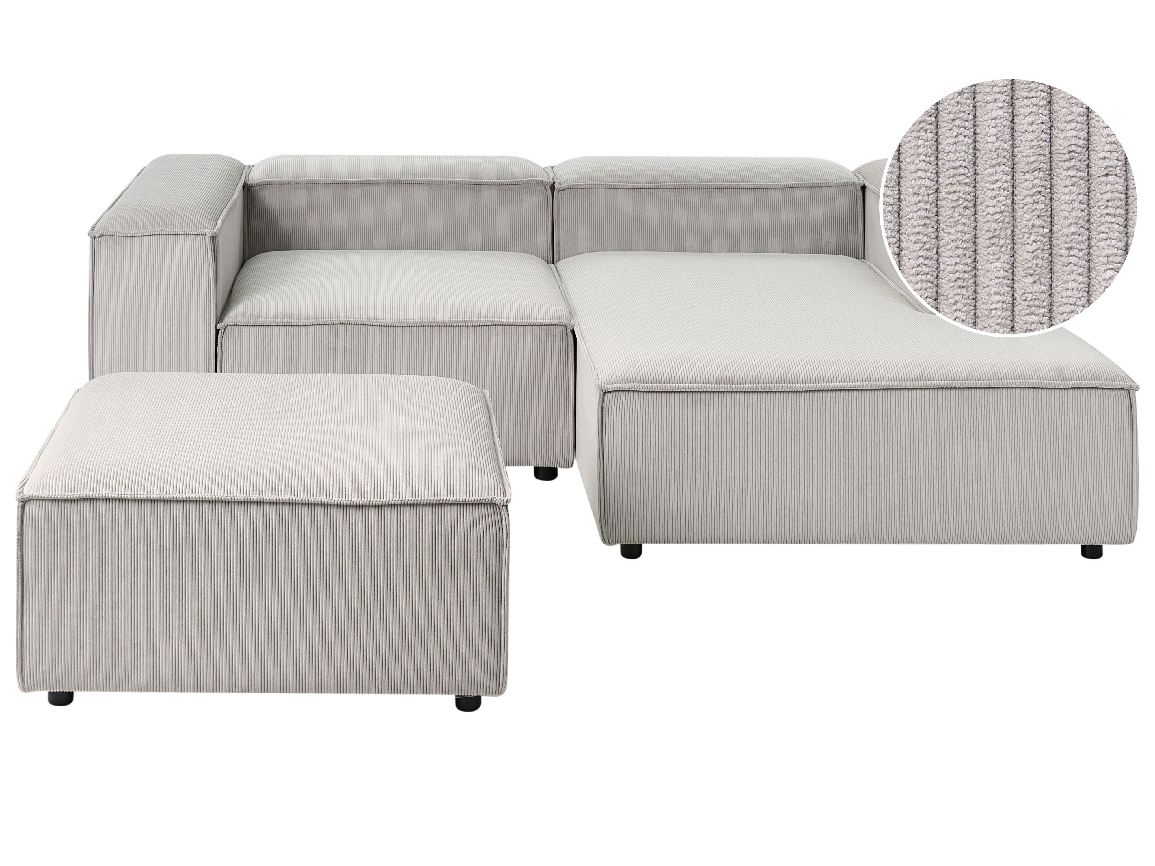 Modular Corner Sofa 3 Seater ARDAL Corduroy Taupe with Ottoman Left Hand