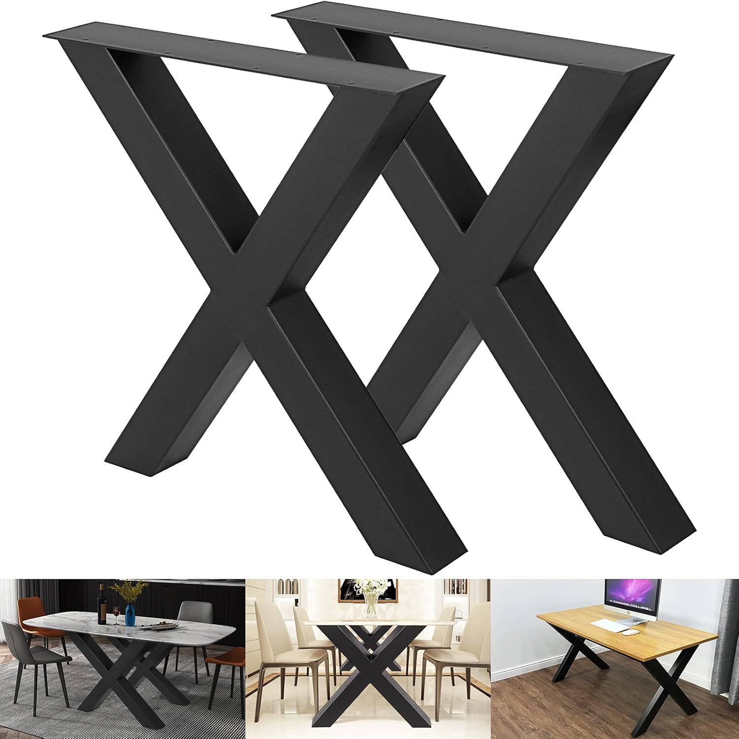 VEVOR Set of 2 Steel Table Legs, 28 Height 31 Wide Dining Table Legs,Heavy Duty 3.1