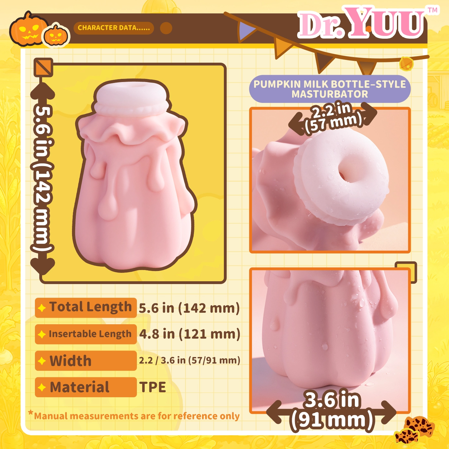 Dr.YUU manual male masturbator, 510g weight and 121mm internal channel length