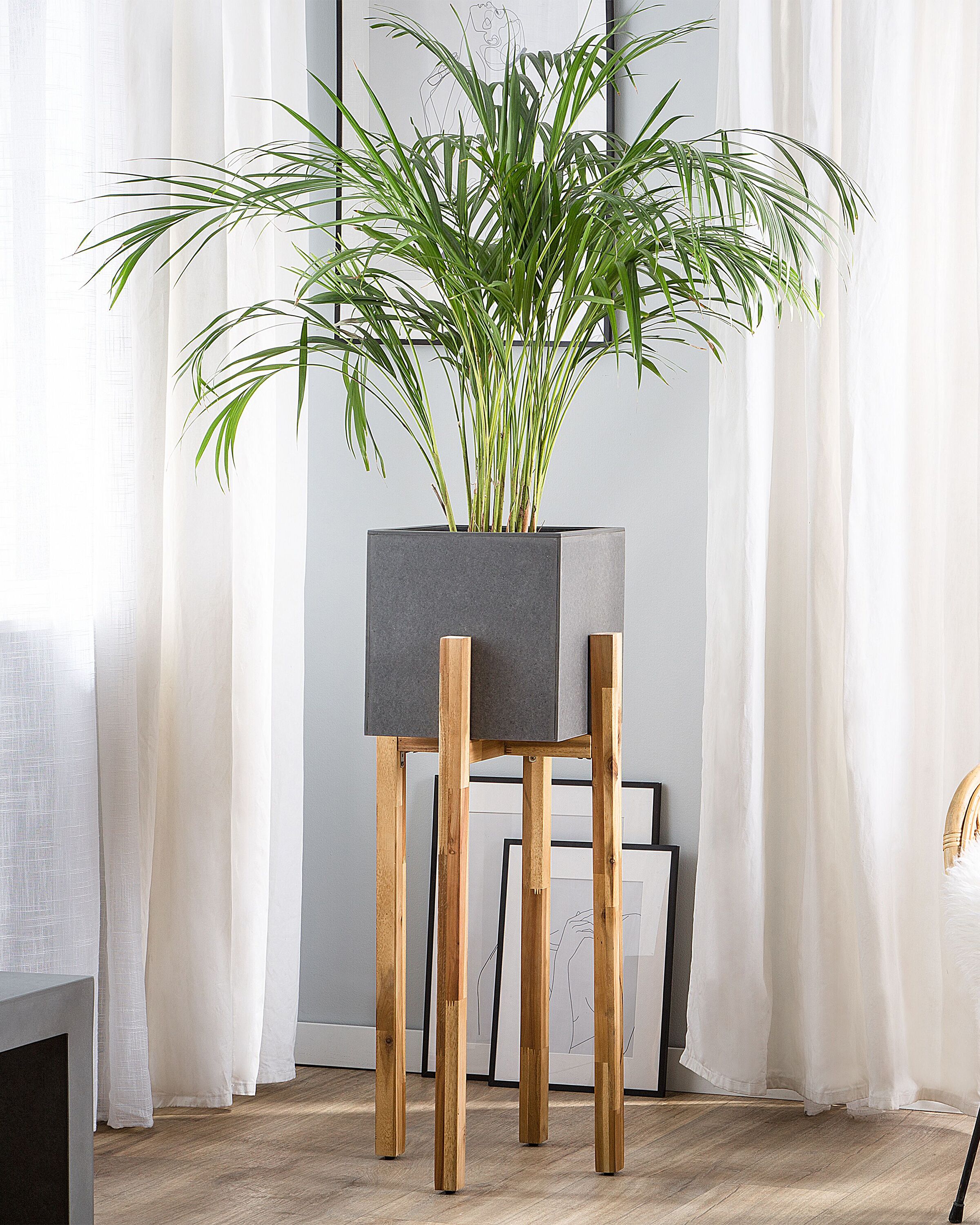 Elevated Plant Pot DRIMOS 30 cm Light Grey Grey