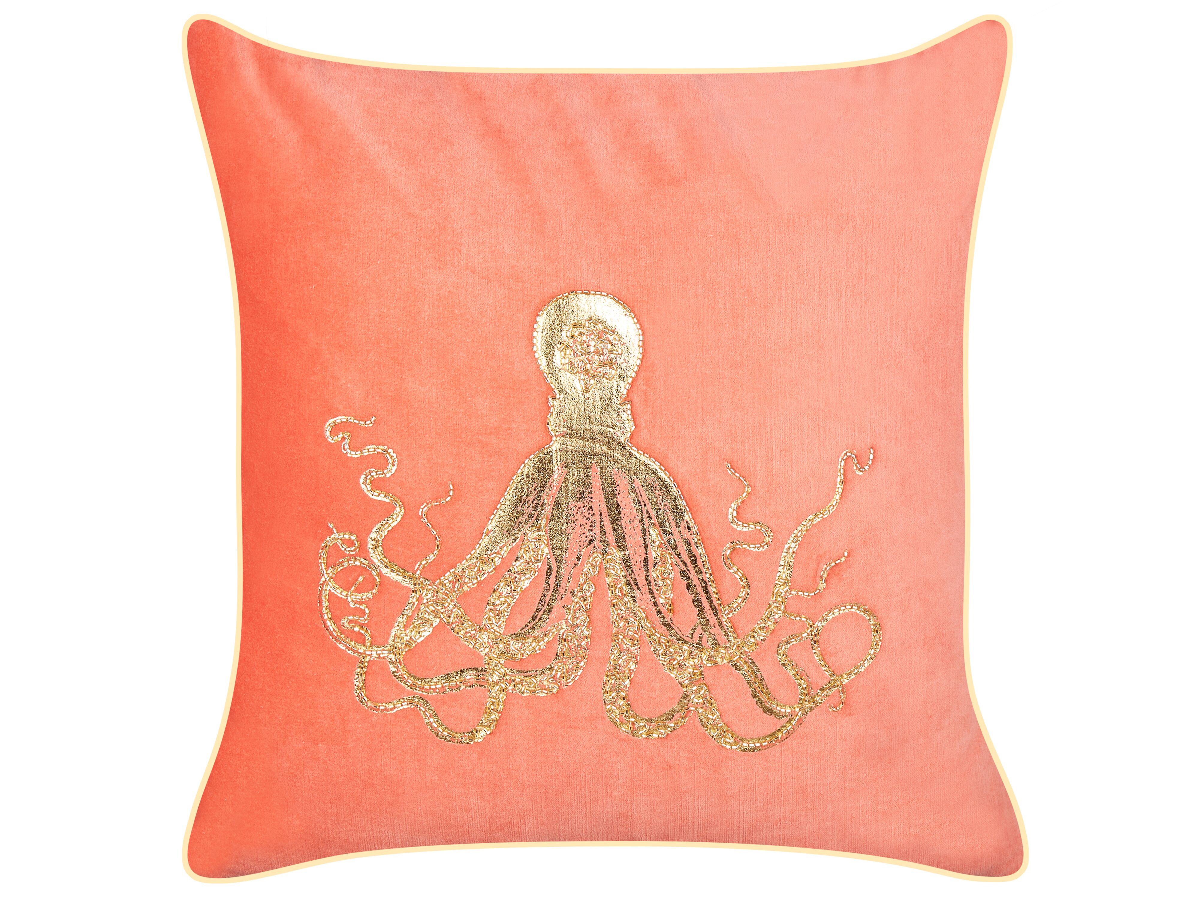 Throw Cushion LAMINARIA Velvet 45 x 45 cm Coral Animal Pattern