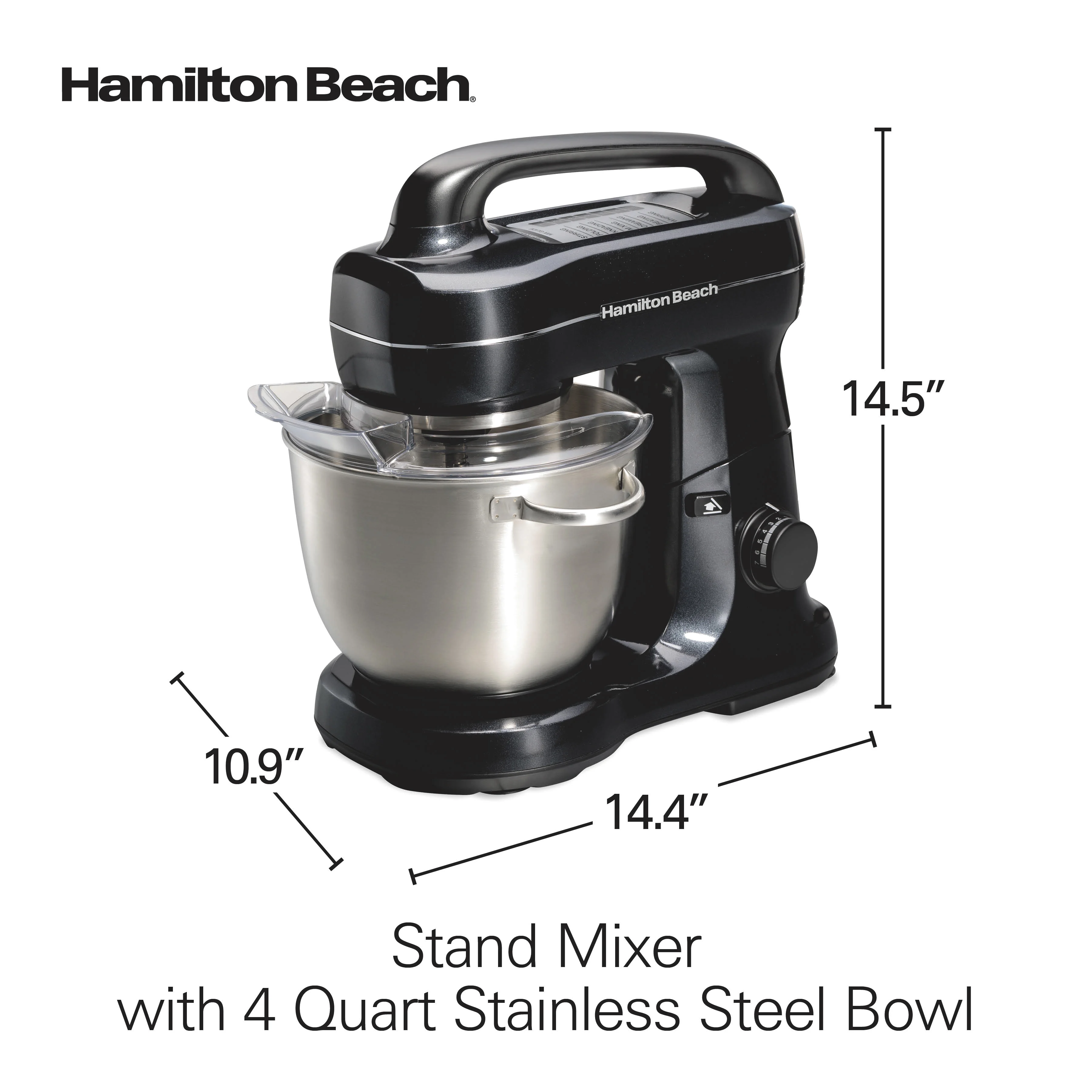 Hamilton Beach 4 Quart Stand Mixer for Kitchen, 7 Speeds, Tilt-Head, Dough Hook, Whisk & Flat Beater, Black - Image 14