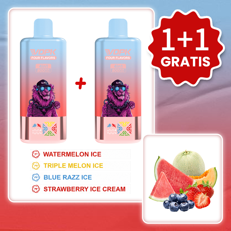 Lodowy arbuz + Potrójny lodowy melon + Lodowa niebieska malina + Lody truskawkowe💥Promocja 1+1 GRATIS! VOPK 80 000 puffów