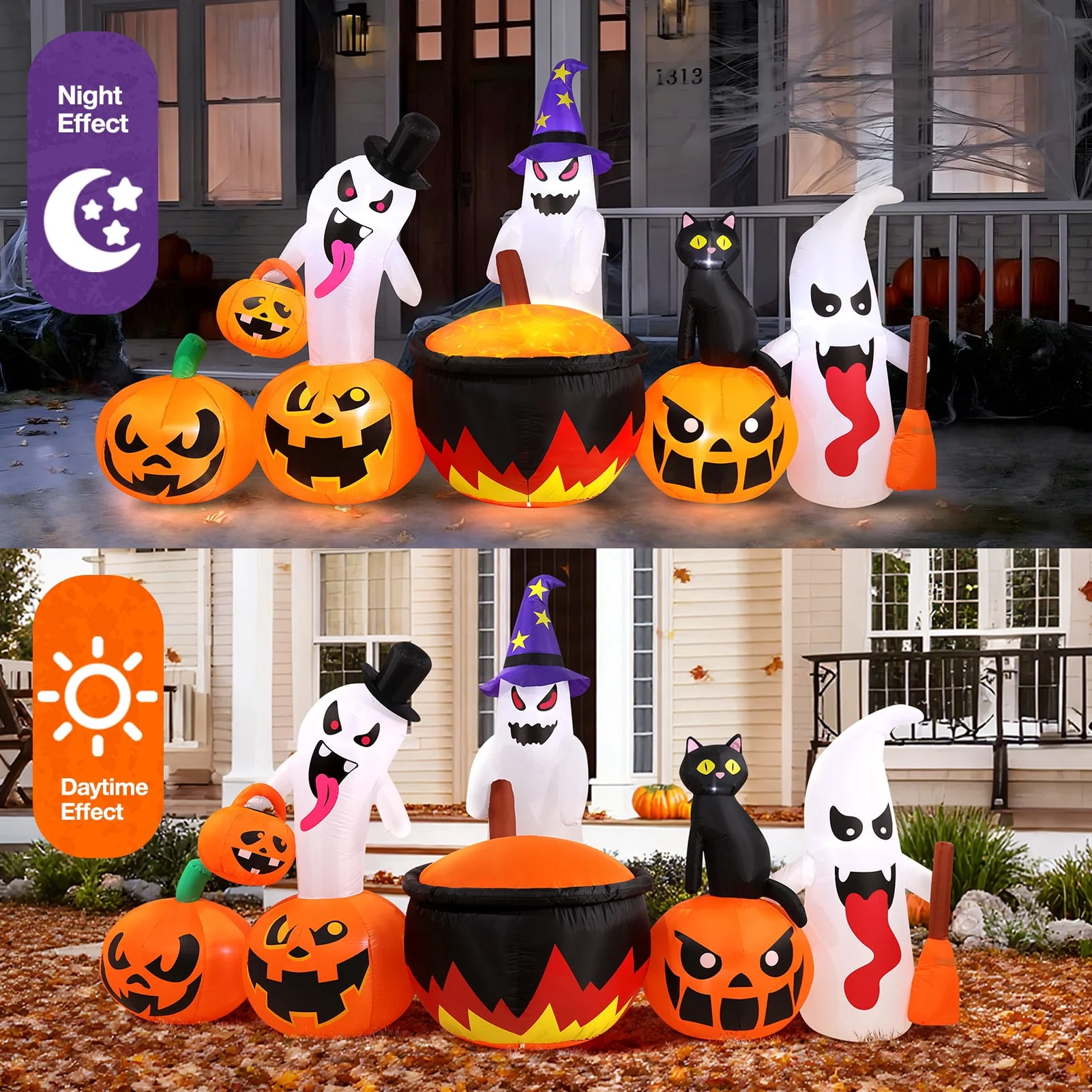 Ayieyill 8.5FT Halloween Inflatables Pumpkin Ghost Family with Built-in LED Lights, Halloween Blow up Yard Decorations - Image 3 Ayieyill 8.5FT Halloween Inflatables Pumpkin Ghost Family with Built-in LED Lights, Halloween Blow up Yard Decorations - Image 3
