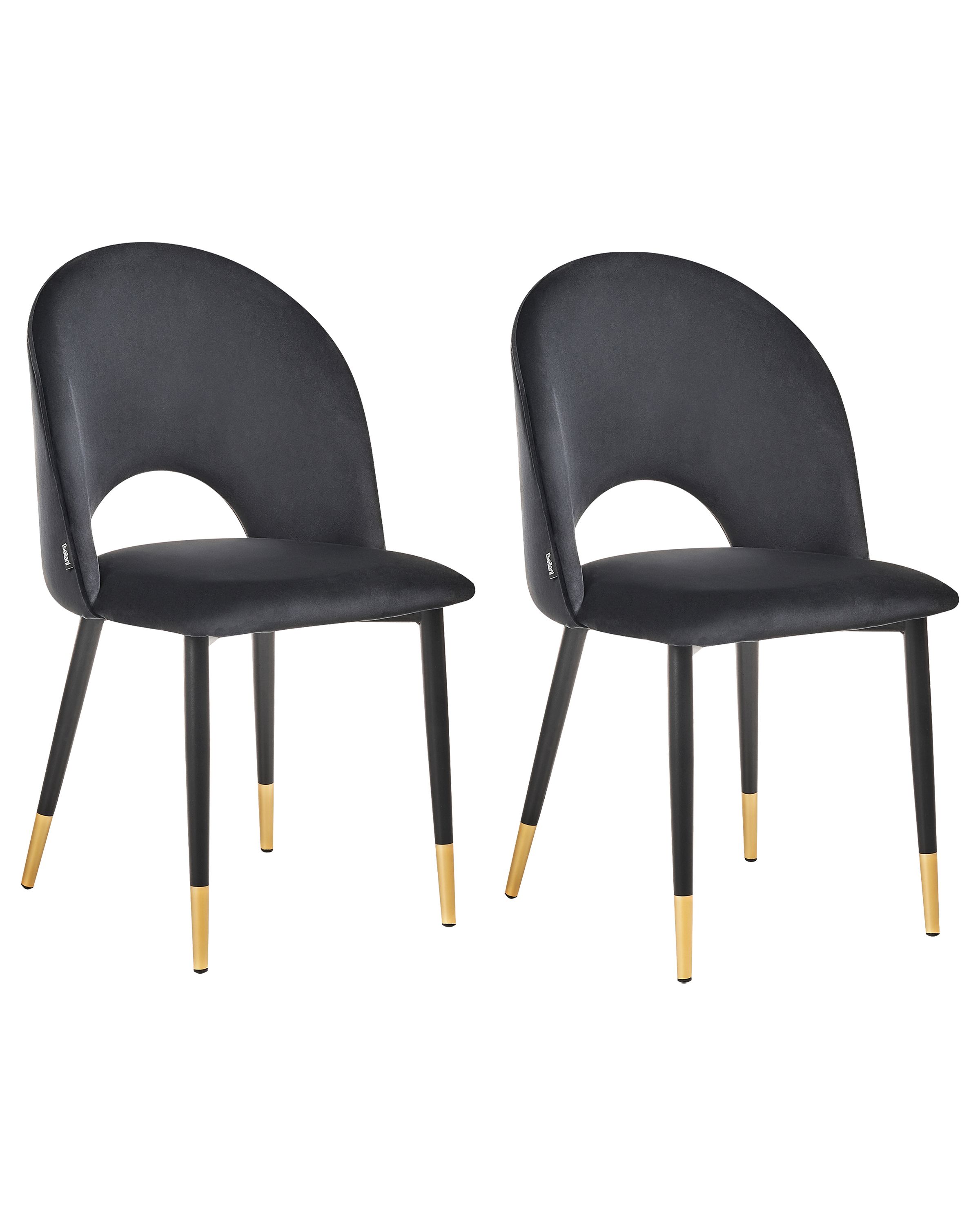 Set of 2 Dining Chairs MAGALIA Velvet Black