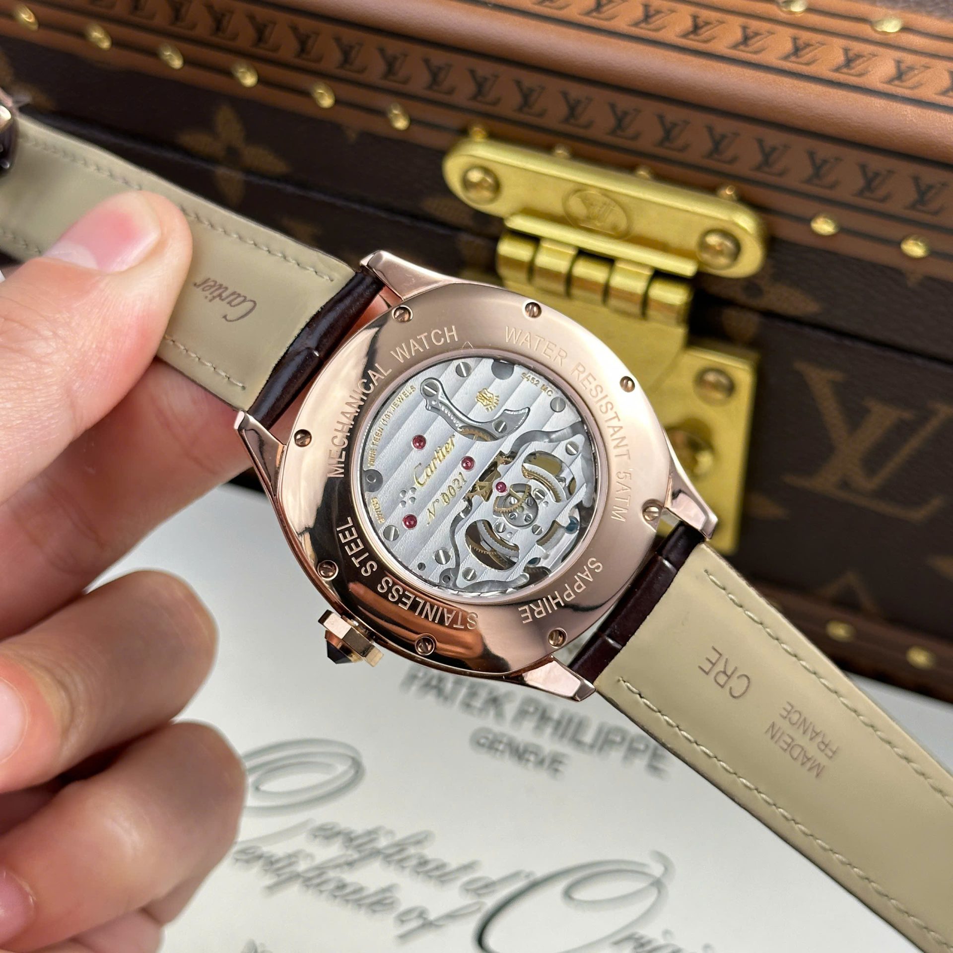 Cartier Drive Tourbillon Replica Watch Dial Guiloche Motif Leather Strap 41mm - Top club