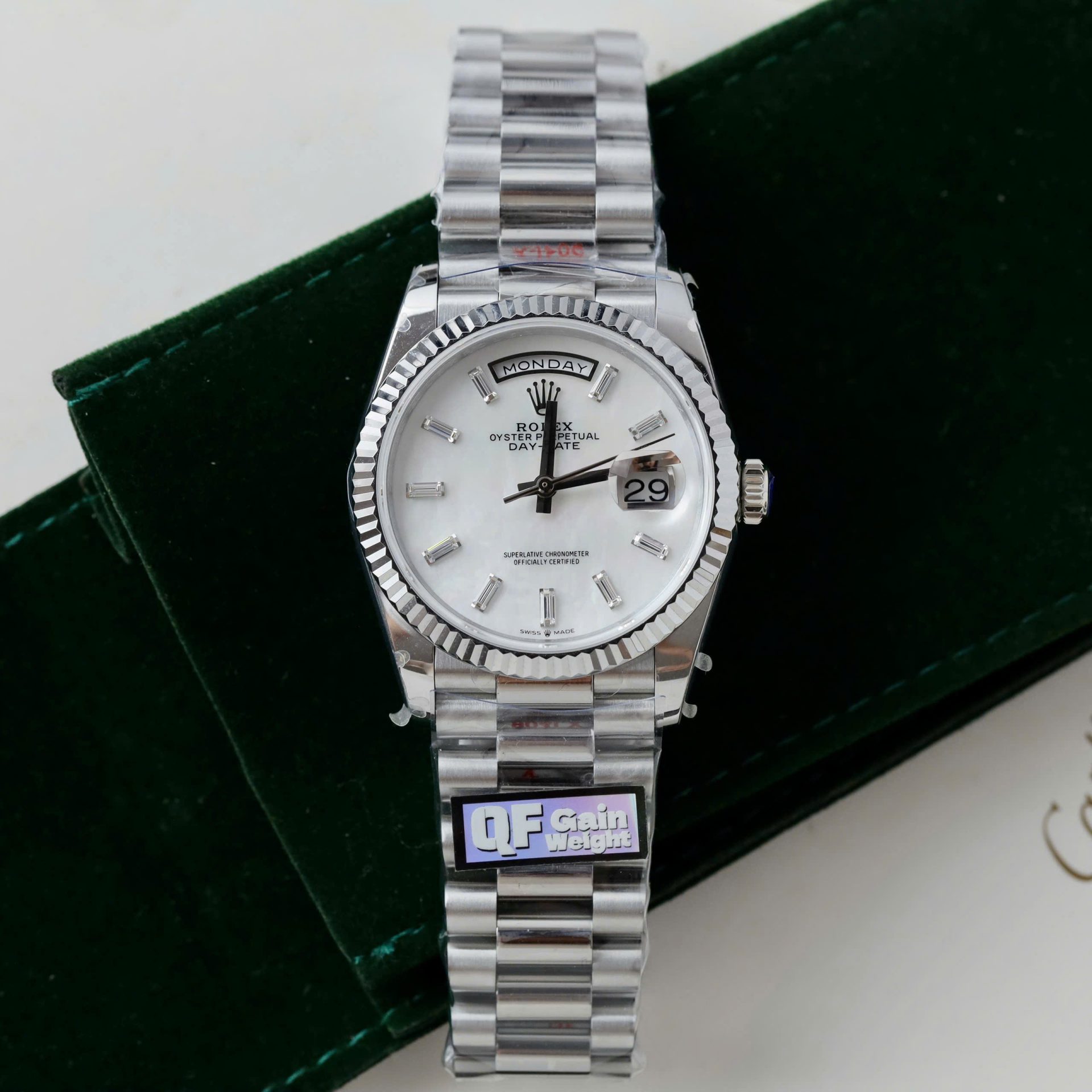 Rolex Day-Date 128236 MOP Dial Copies Watches Weight 158gram QF Factory 36mm - Elite Watch Atelier