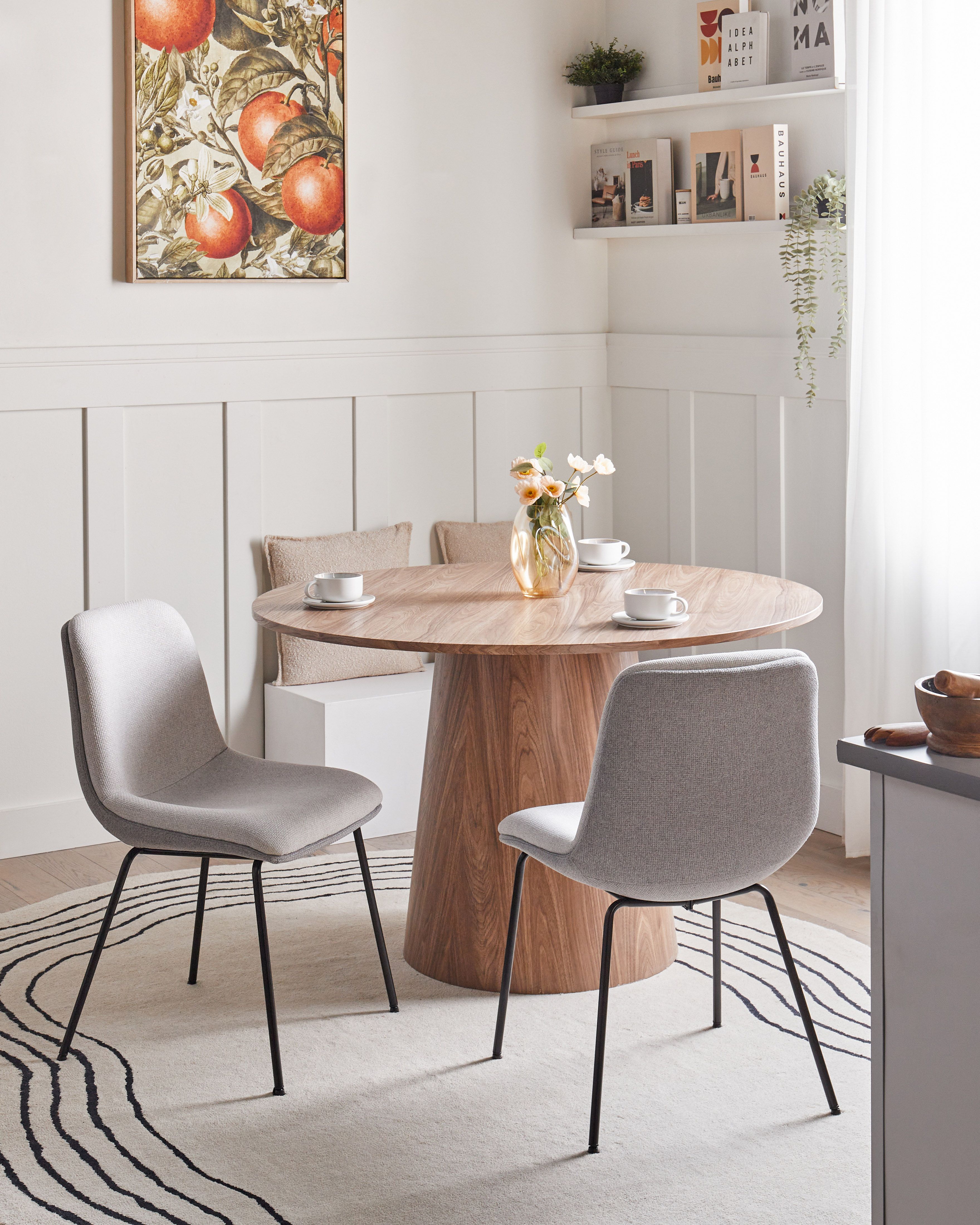 Set of 2 Dining Chairs LORIDA Fabric Light Grey