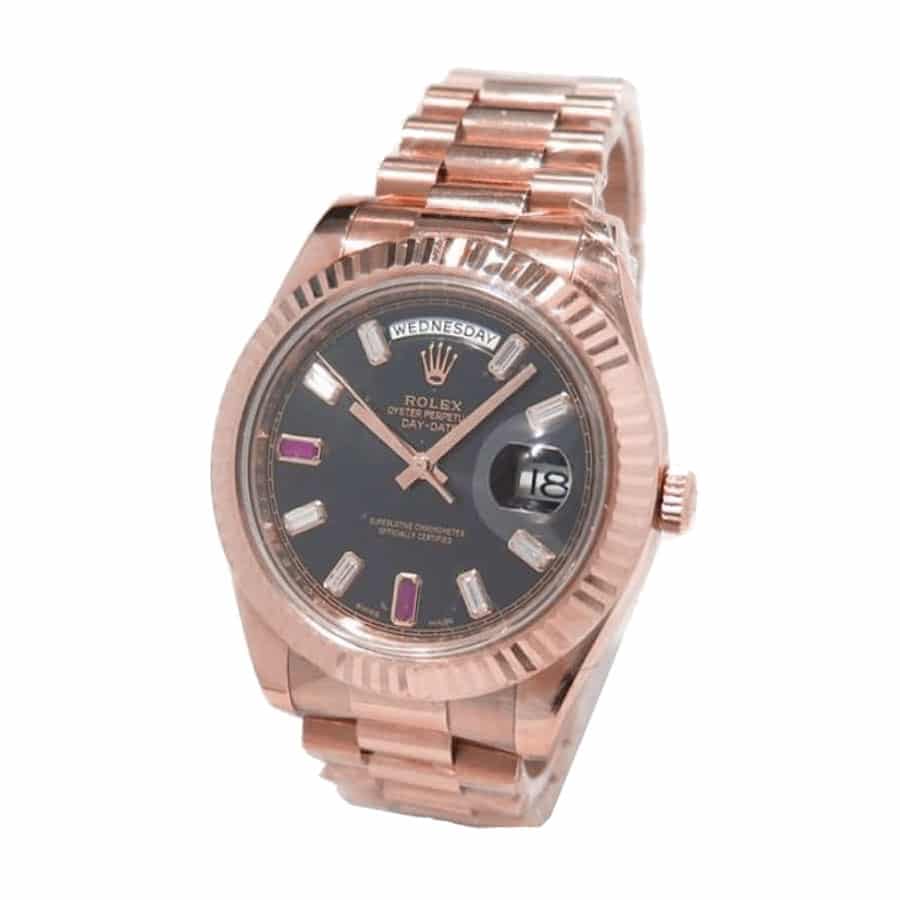 Rolex Day-Date II 218235 Rose Gold Black Replica - Elite Watch Atelier