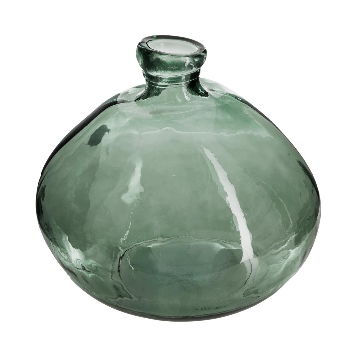 Round vase, recycled glass Khaki green, D.23 cm