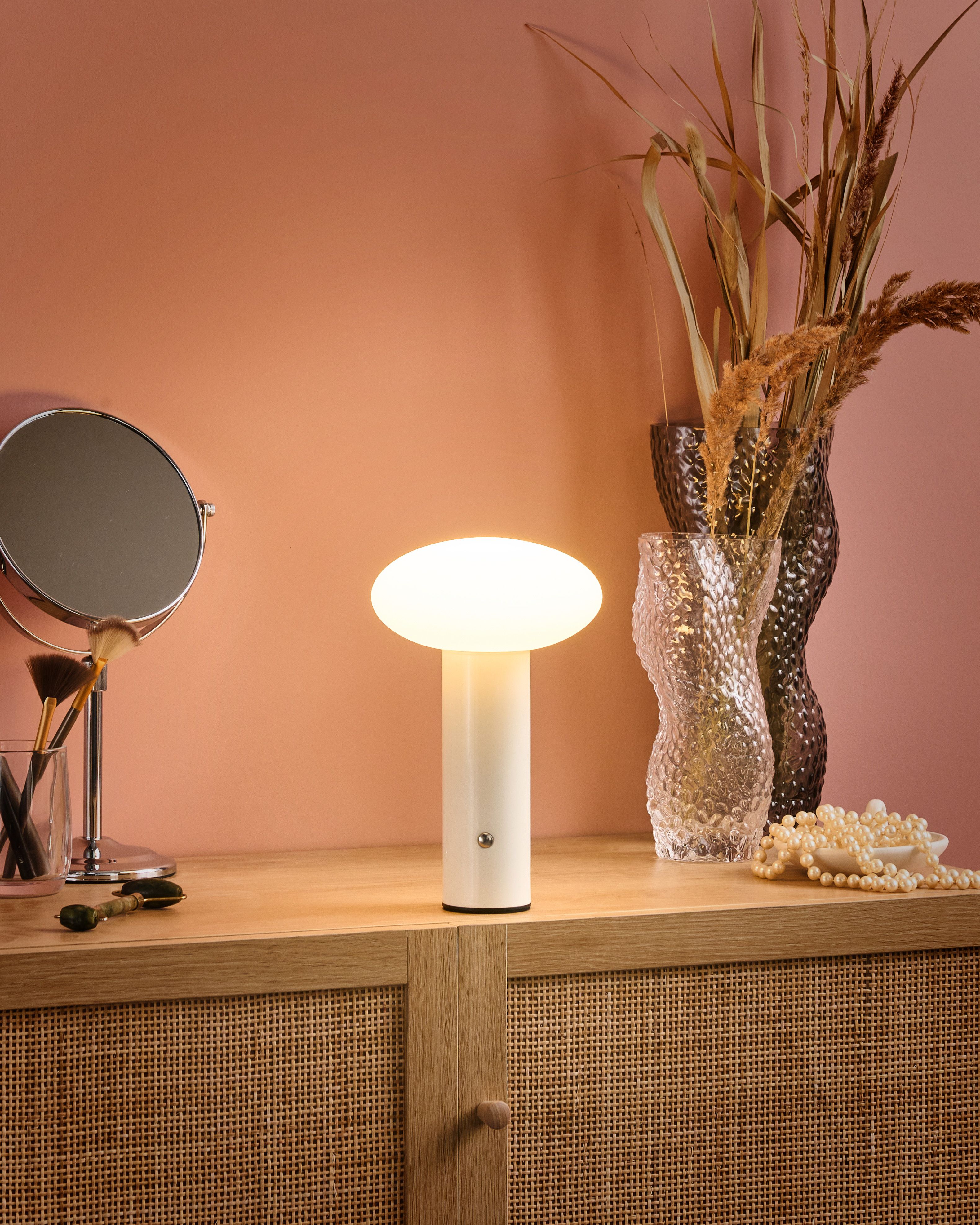 Wireless LED Table Lamp BUAYAN with Dimmer Metal White