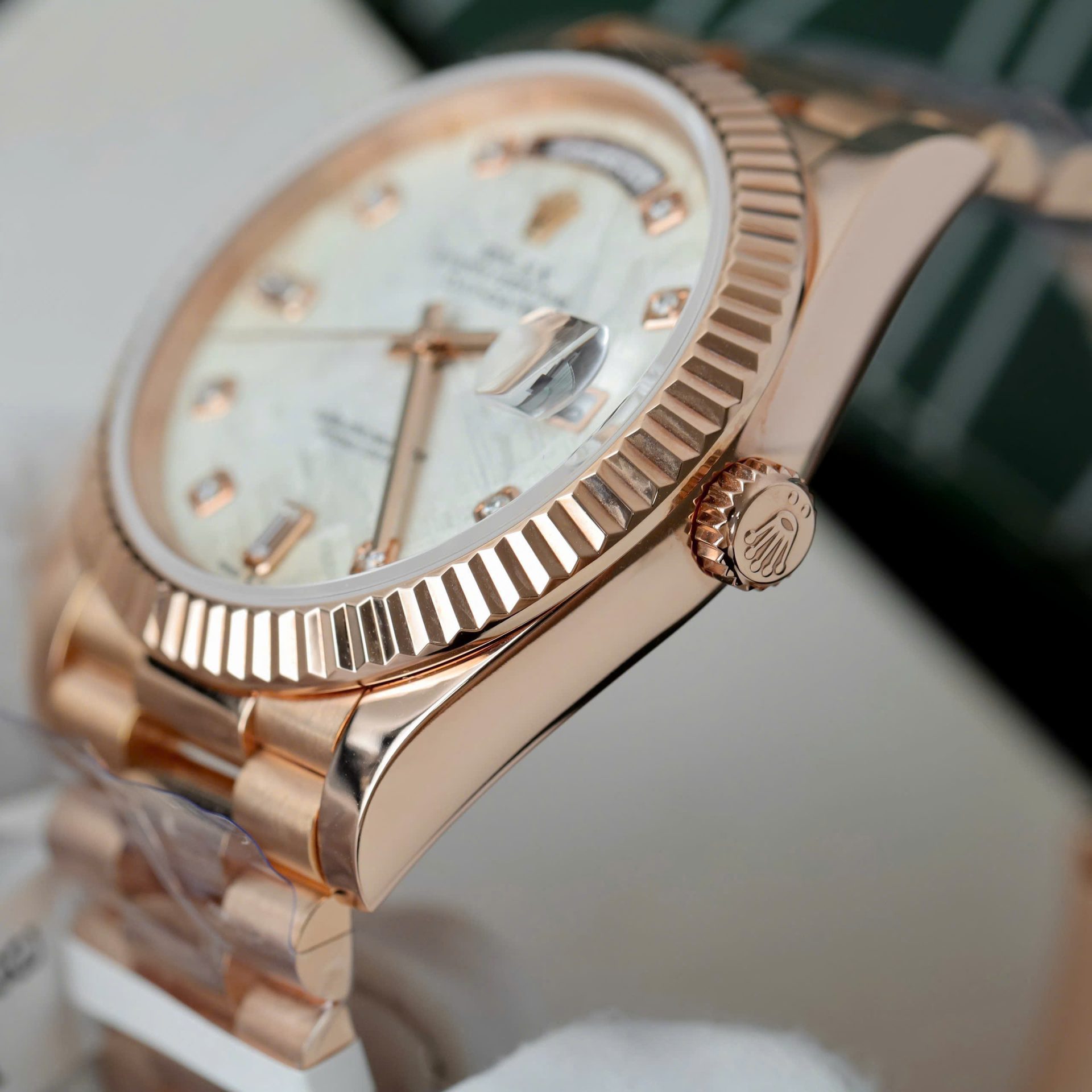 Rolex Day-Date Custom Rose Gold Wrapped + Dial Moissanite Diamonds 40mm - Top club