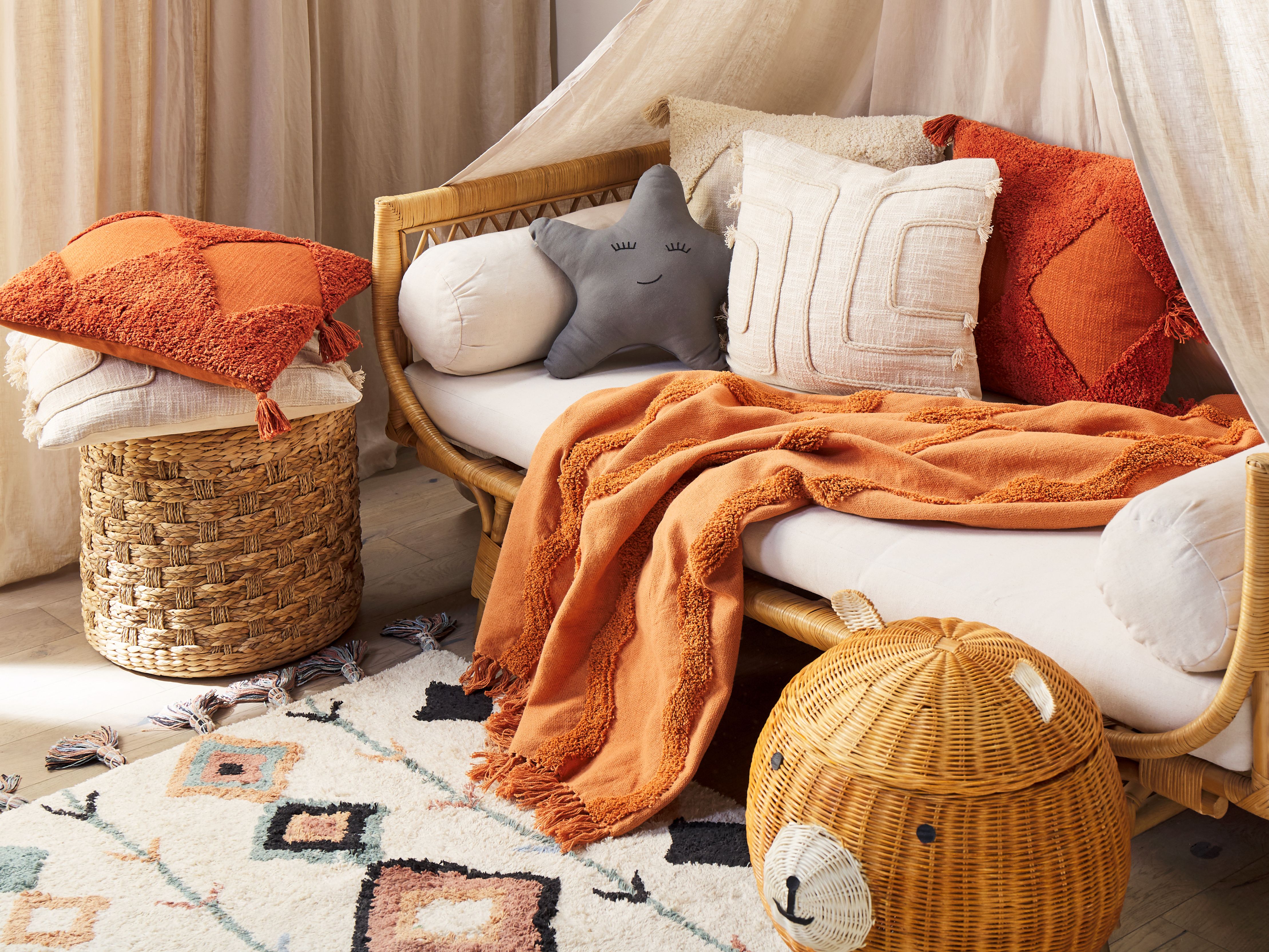 Blanket KHARI Cotton 125 x 150 cm Orange