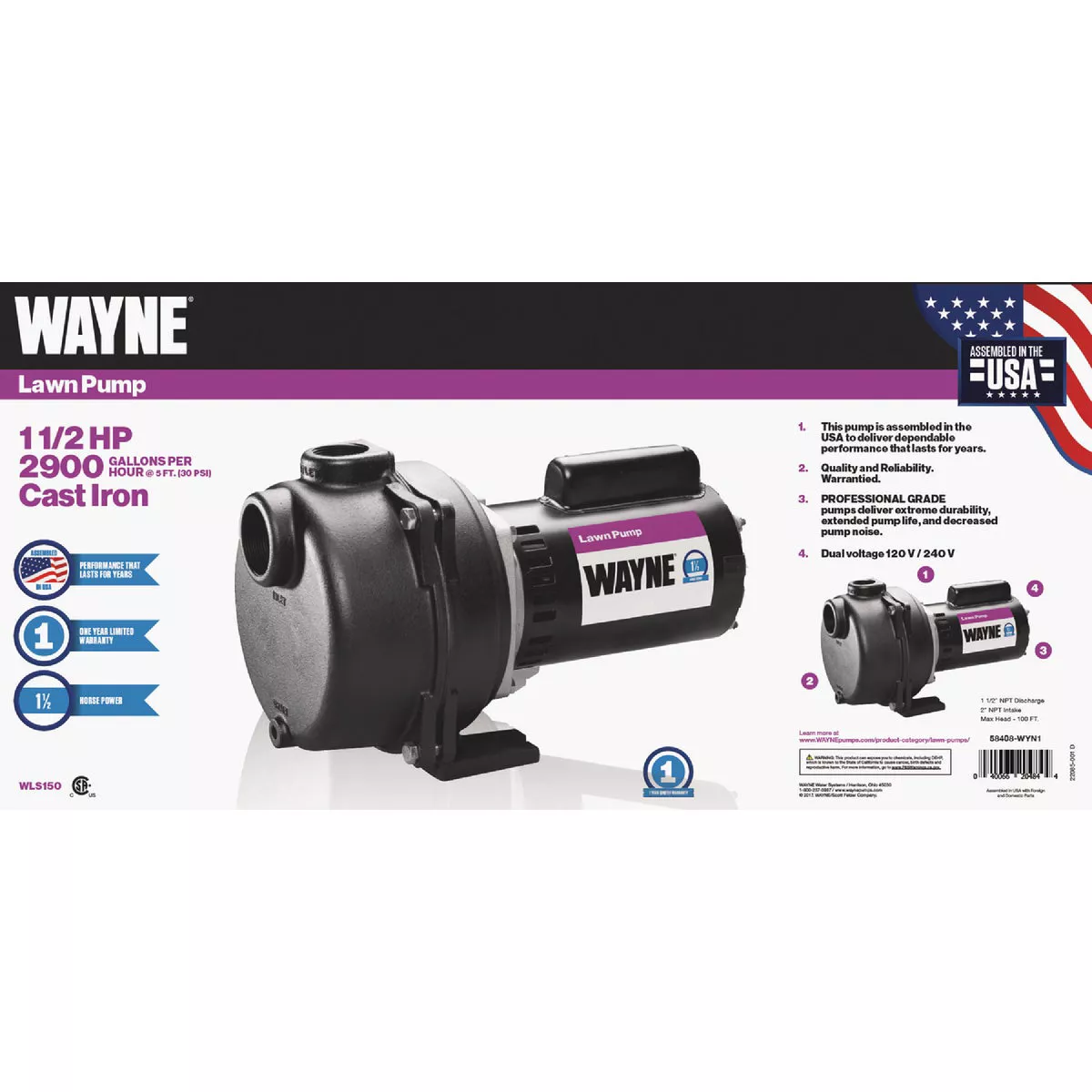 Wayne 1-1/2 HP Permanent Lawn Sprinkling Pump
