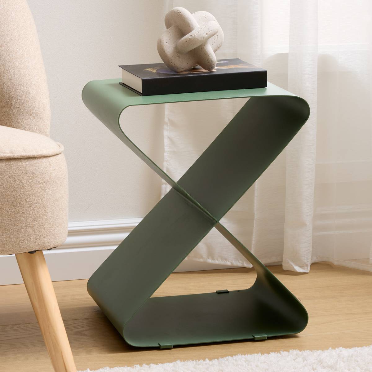 Side Table "Elder" Olive green, 35.5x30 cm
