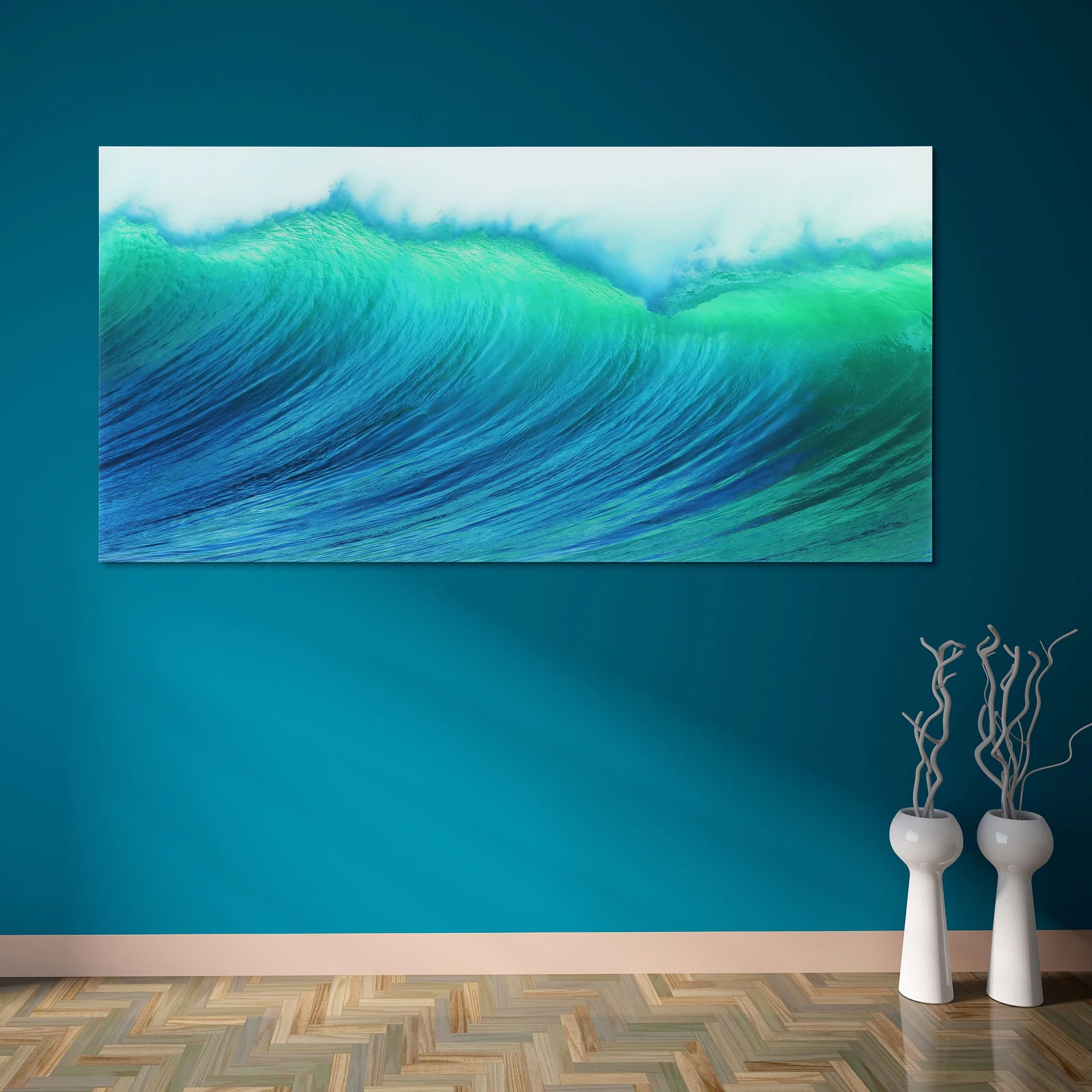 Empire Art Direct Blue Splash Frameless Free Floating Tempered Glass Panel Graphic Wall Art, 72" x 36", Ready to Hang - Image 61