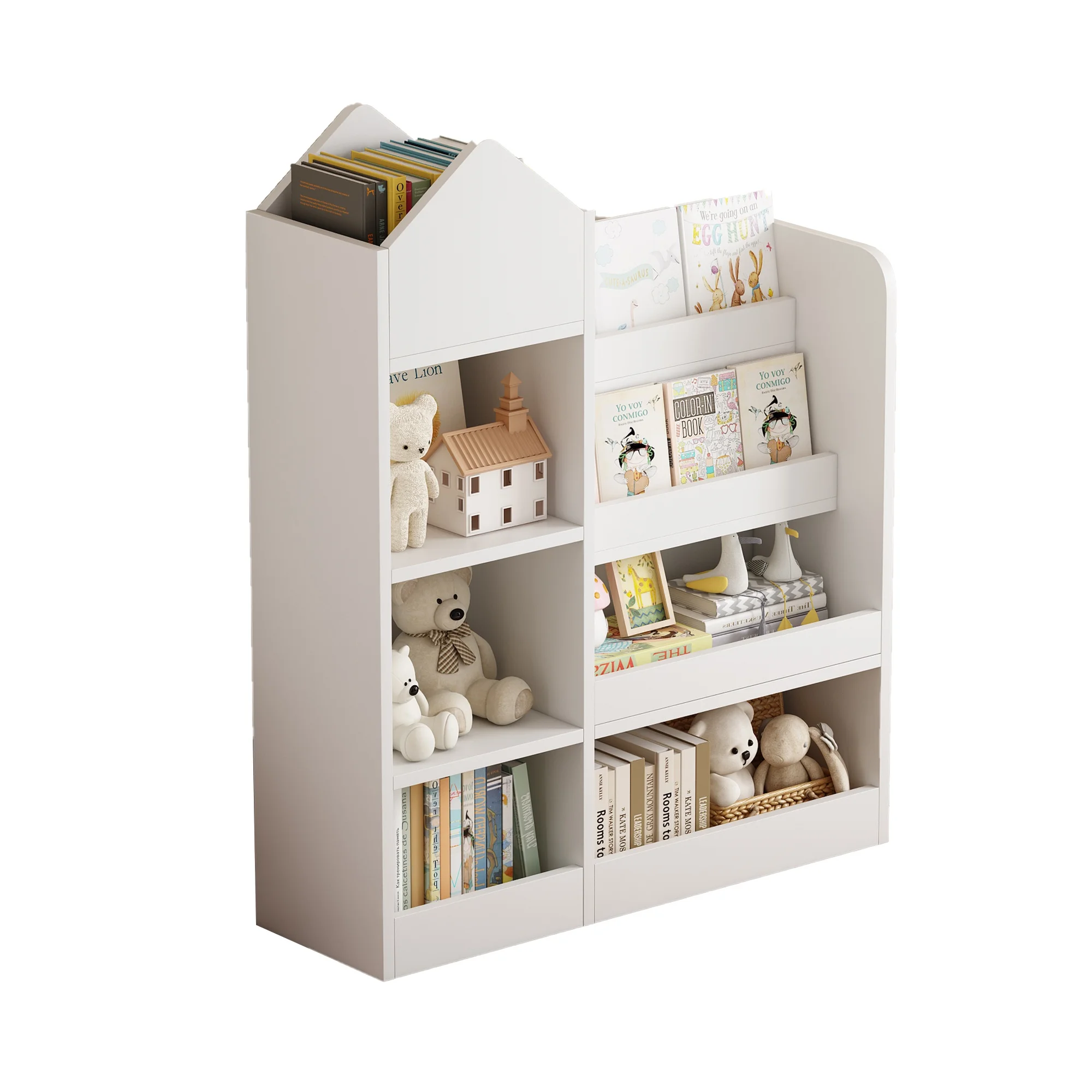 PORKISS Bookshelf for Kids, Wood Kids Bookcase with Toy Storage Organizer, Freestanding Book Shelf with 6 Compartments and 2 Baskets Bins for Kids Bedroom, Nursery, Playroom, Natural - Image 35