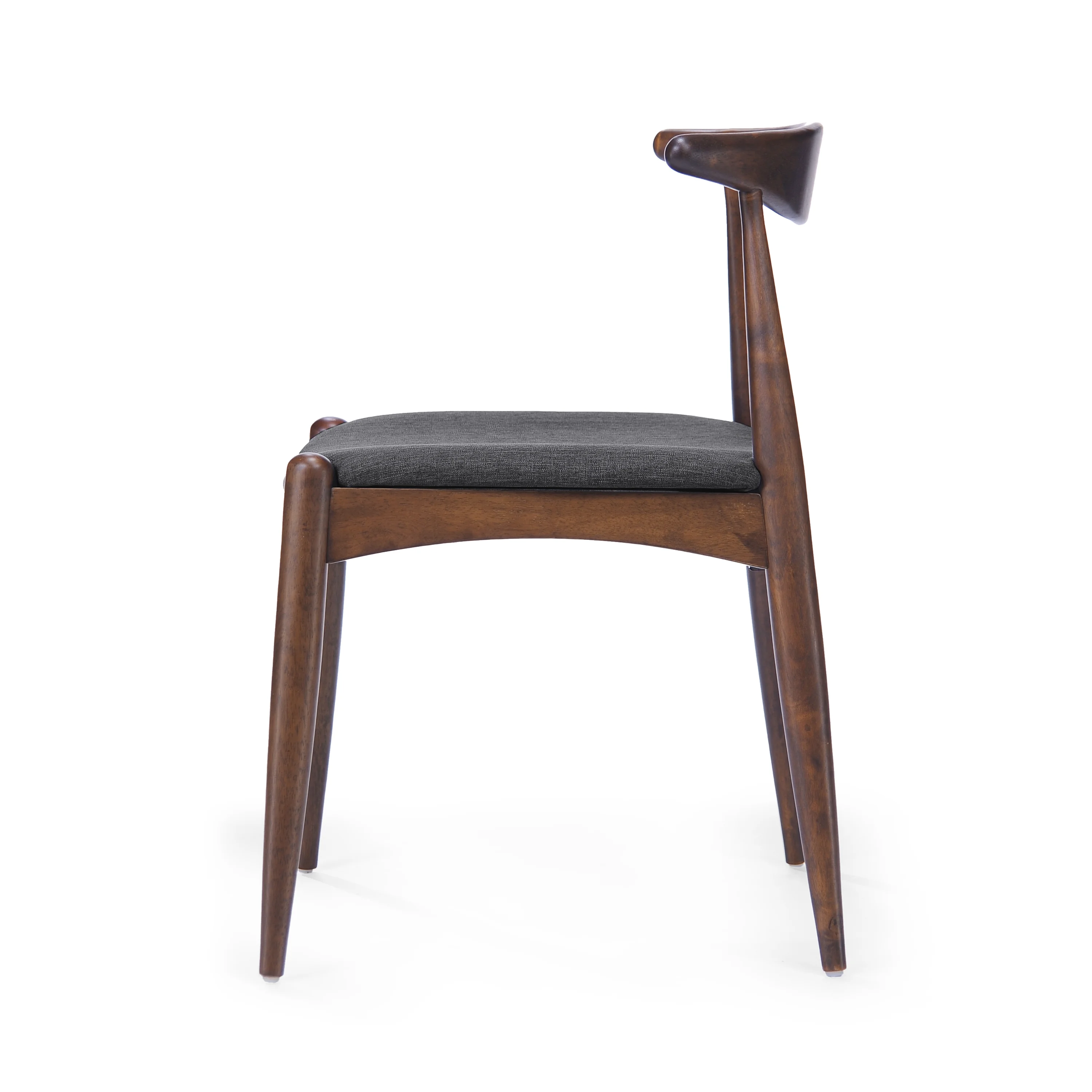 GDF Studio Virgil Mid Century Modern Fabric Upholstered Dining Chairs, Set of 2, Charcoal and Walnut