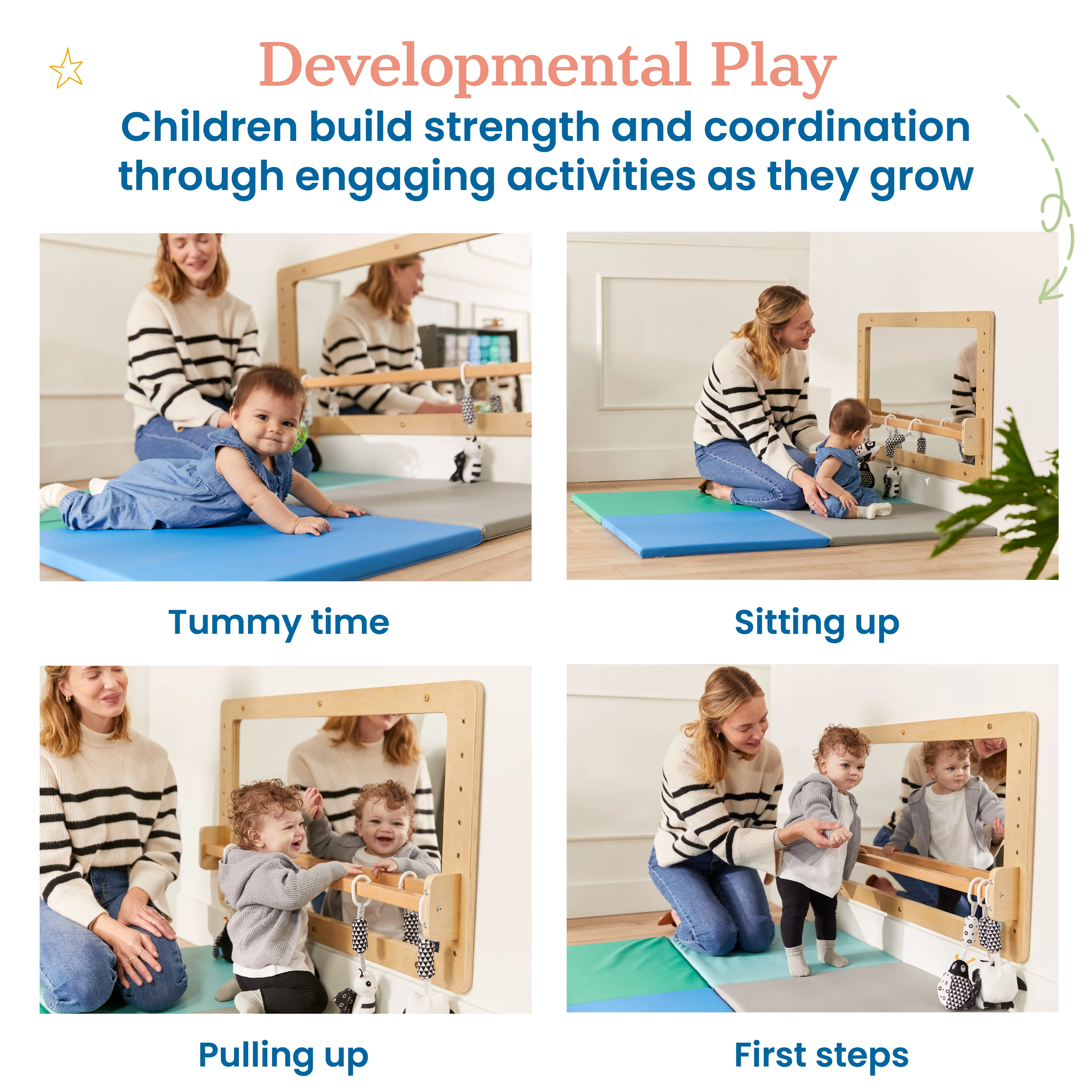 ECR4Kids Wall-Mounted Coordination Mirror, Natural - Image 6