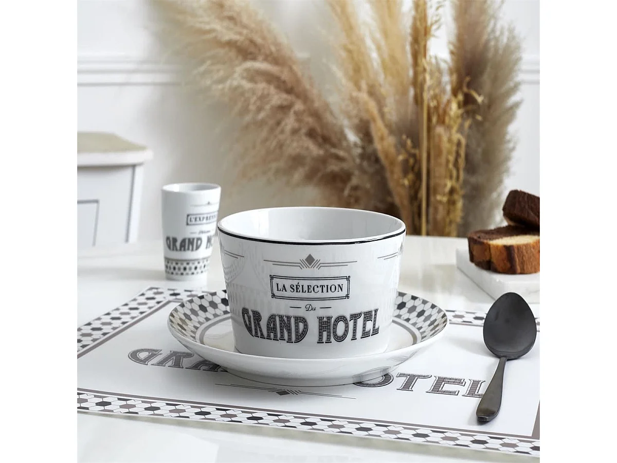 Set de 2 bols en céramique blanc et noir avec message 