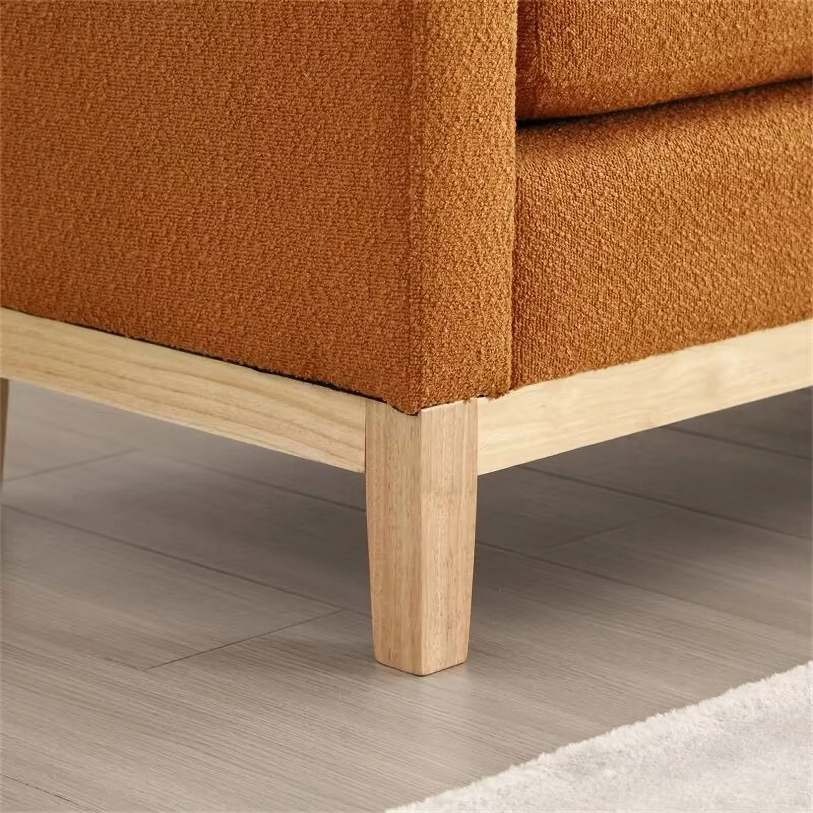 End of Bed Bench, 53.5" Boucle Fabric Upholstered Entryway Bench with Wood Legs & Bolster Pillows, Rolled Arm Cushioned Ottoman Foot Rest Long Stool Window Extra Seating for Bedroom, Ivory - Image 31