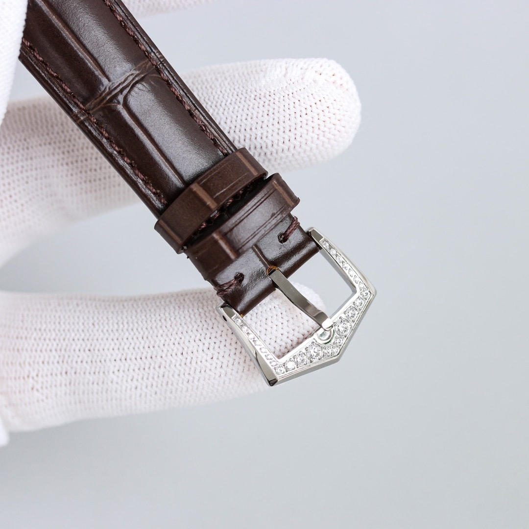 Fake Patek Philippe Replica Watch 4948G-001 Complications Ladies Annual Calendar Moon Phase 38mm Black Tahitian Mother of Pearl Arabic White Gold Diamond Set Leather(1:1 replica) - Top club