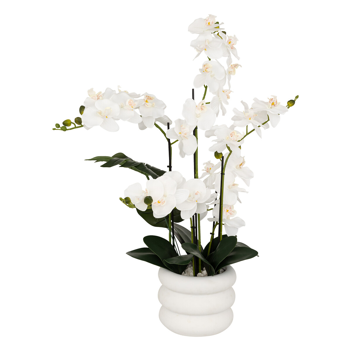 Artificial orchid in pot "Mick" Ceramic pot, White, H.80 cm