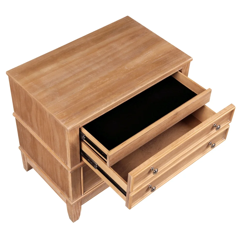 Tcbosik End Tables Set of 2, Bedside Table with 3 Storage Drawers, Night Stand for Small Space, Bedroom, Living Room, Natural - Image 6